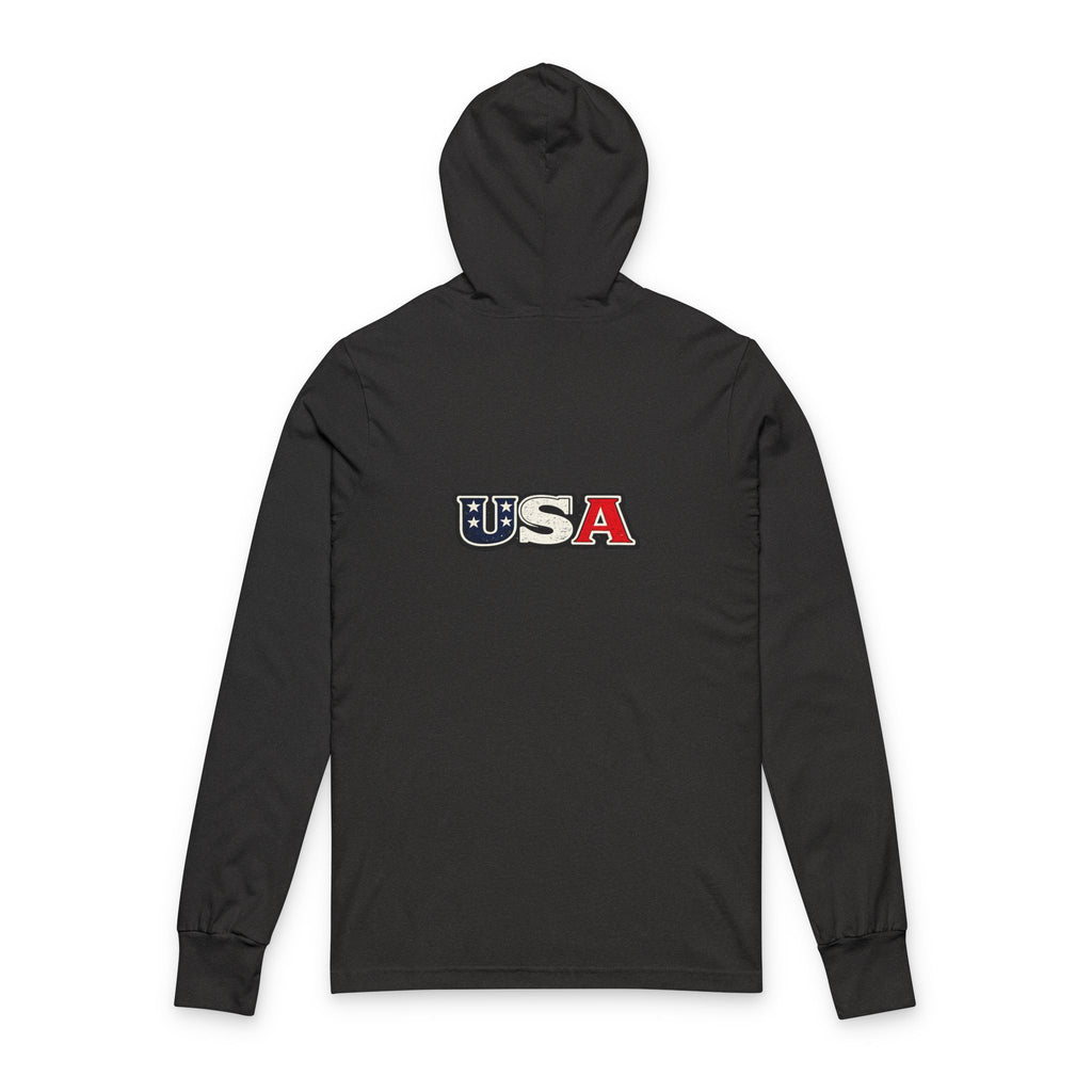USA Shield Hoodie Tee -American Flag Long-Sleeve Hooded Shirt
