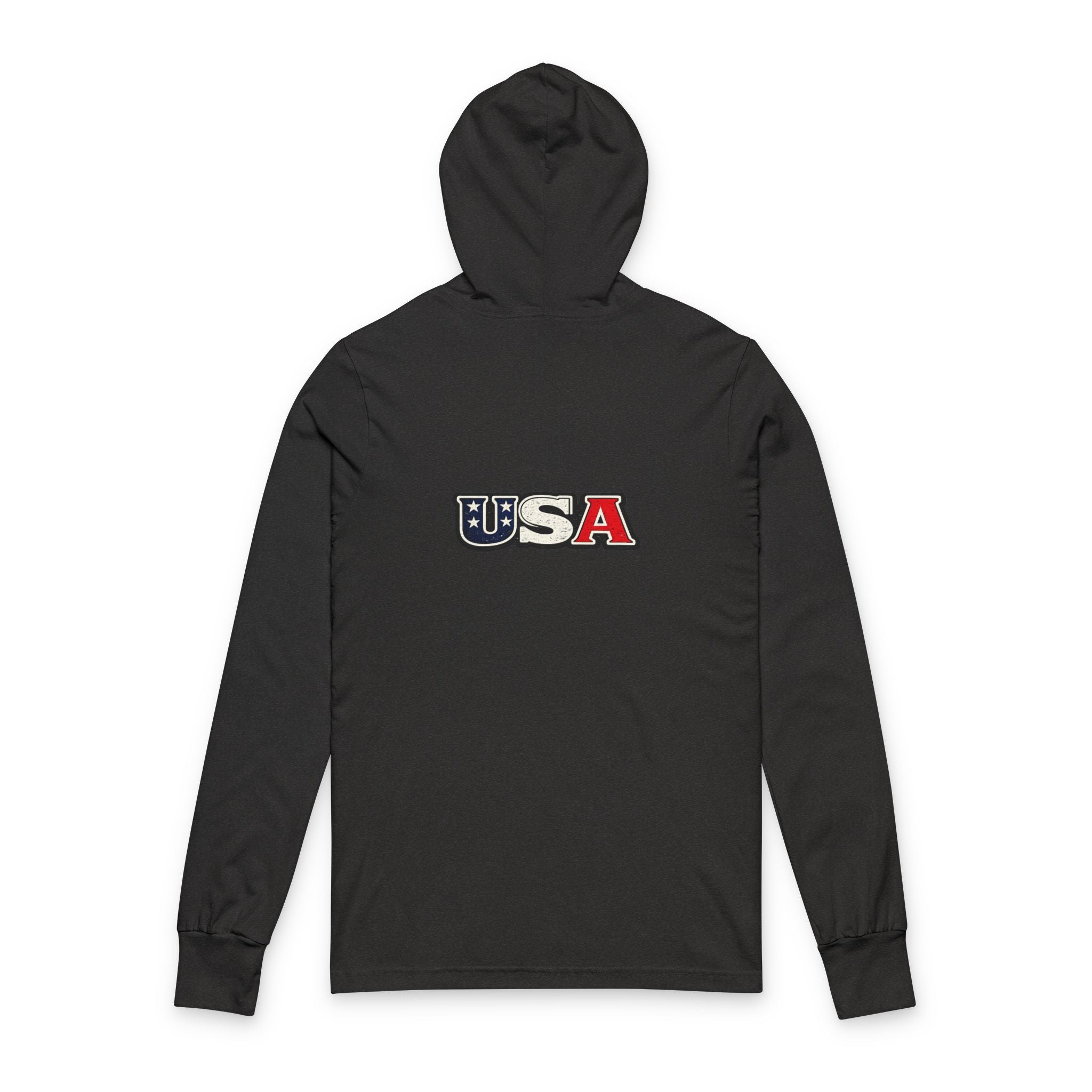 USA Shield Hoodie Tee -American Flag Long-Sleeve Hooded Shirt