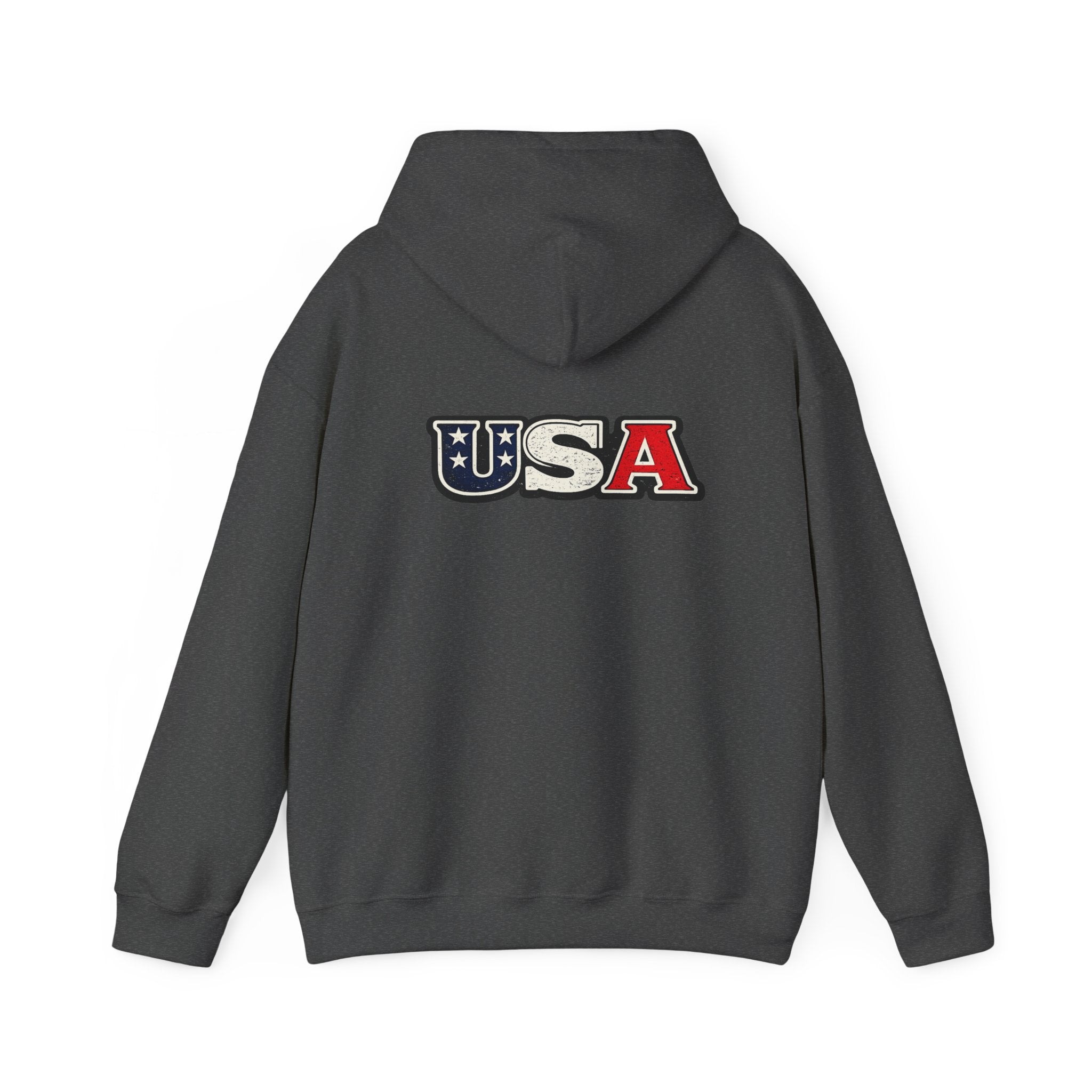 USA Shield Hoodie — American Flag Badge Pullover