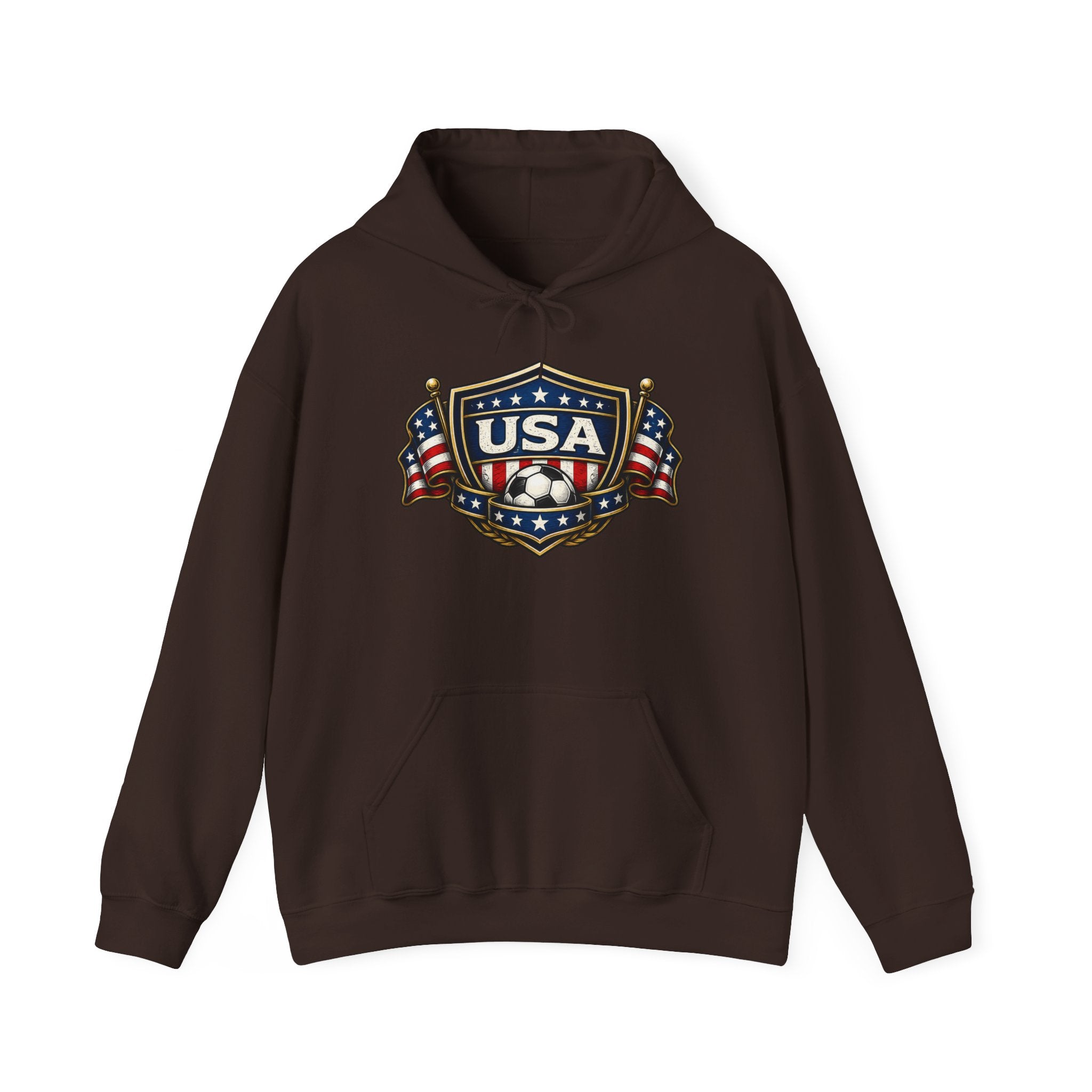 USA Shield Hoodie — American Flag Badge Pullover