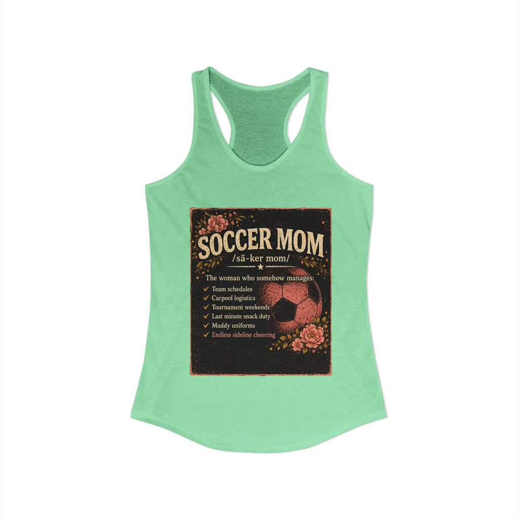 Women's Ideal Racerback Tank-Soccer Mom Tee