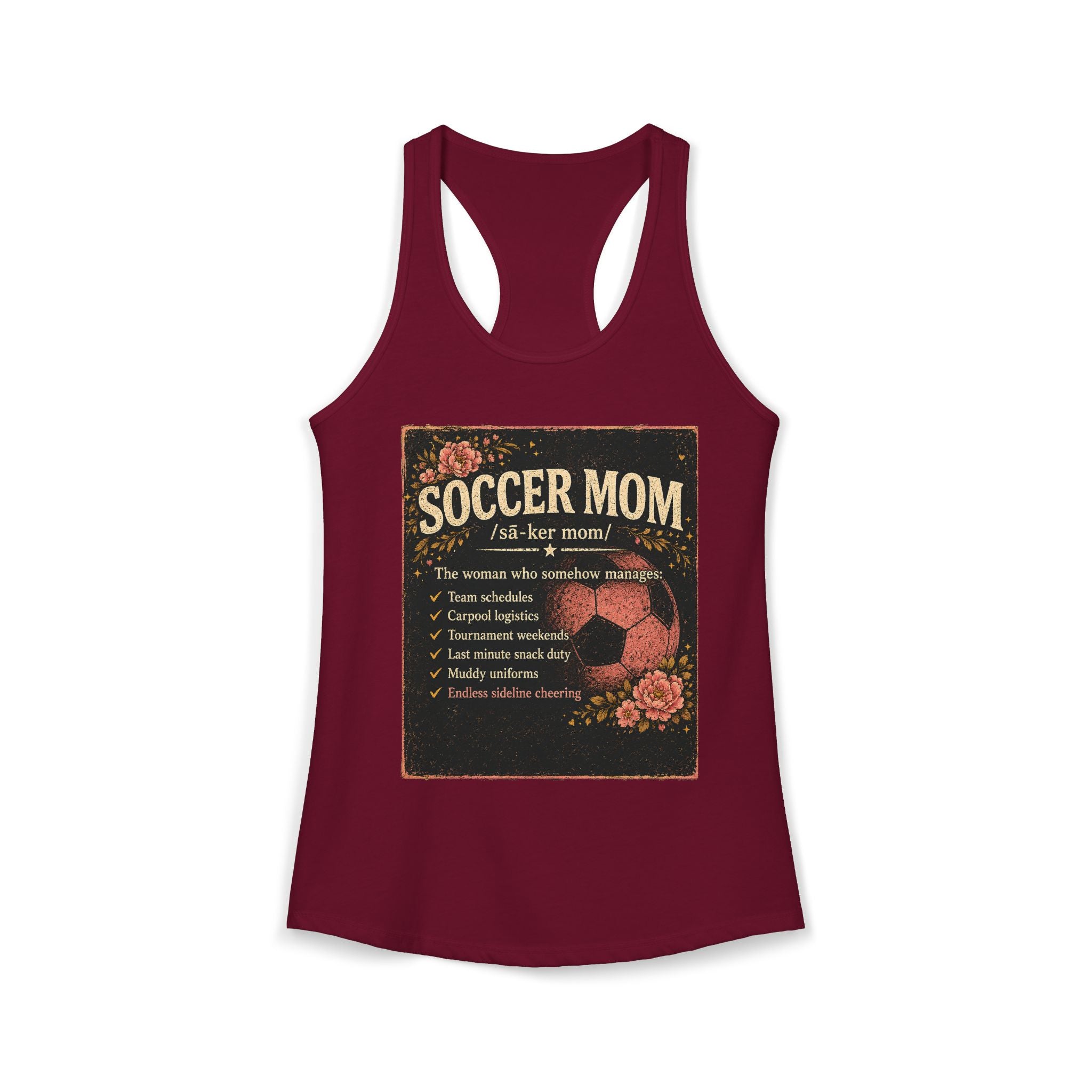 Women's Ideal Racerback Tank-Soccer Mom Tee