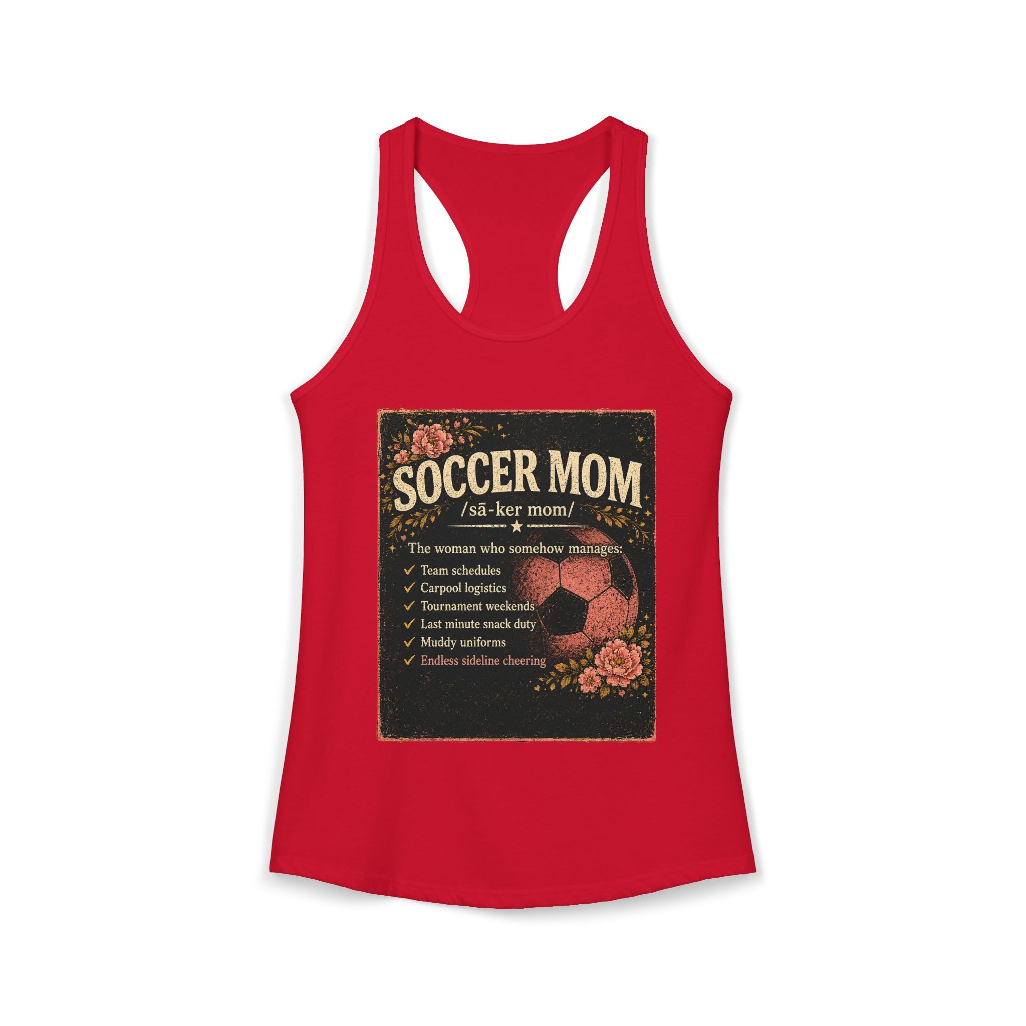 Women's Ideal Racerback Tank-Soccer Mom Tee