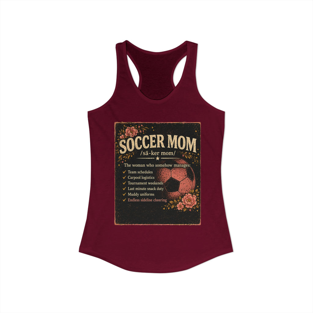 Women's Ideal Racerback Tank-Soccer Mom Tee