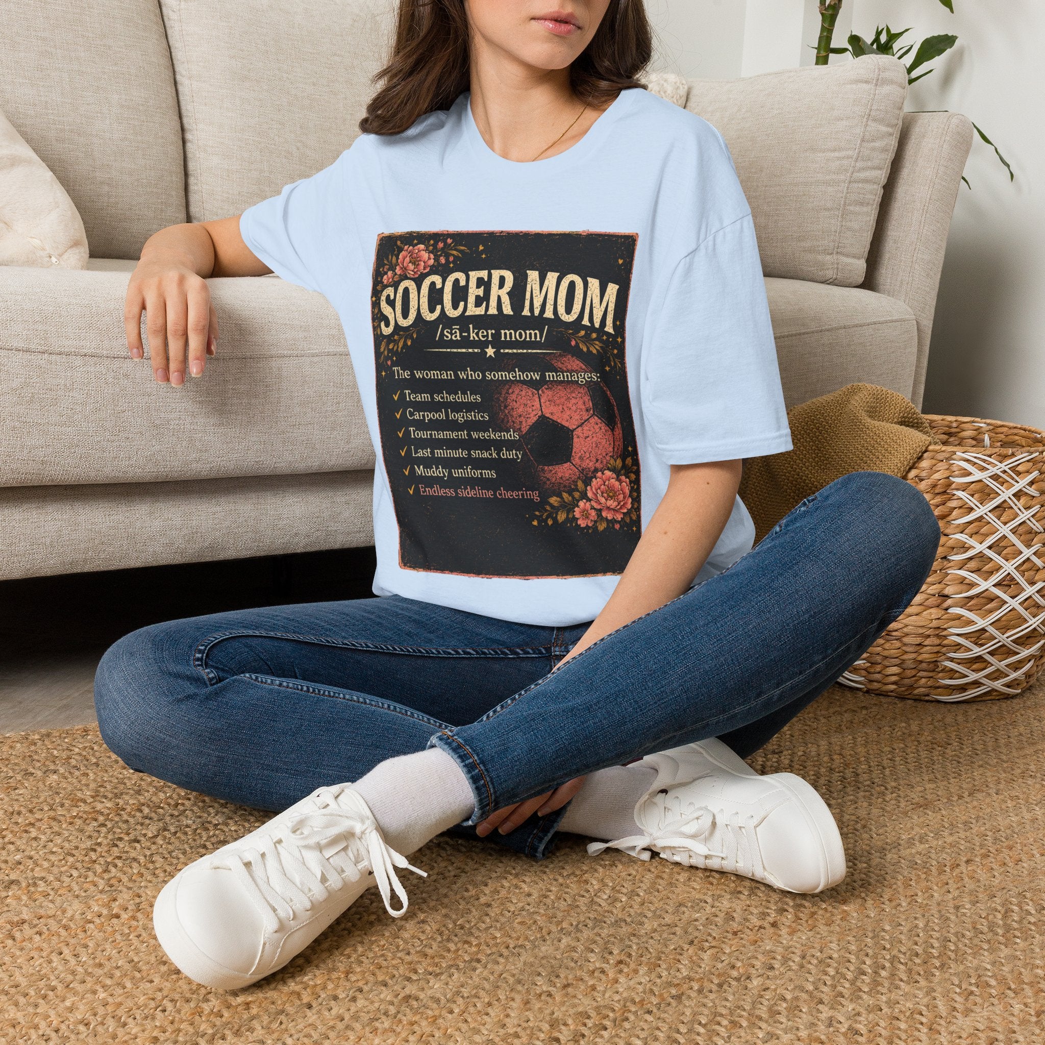 Soccer Mom T-Shirt — Vintage Floral Soccer Definition Tee