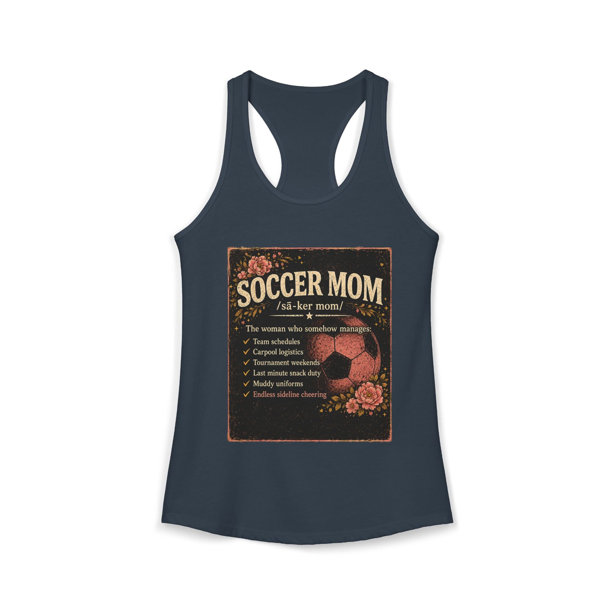 Women's Ideal Racerback Tank-Soccer Mom Tee