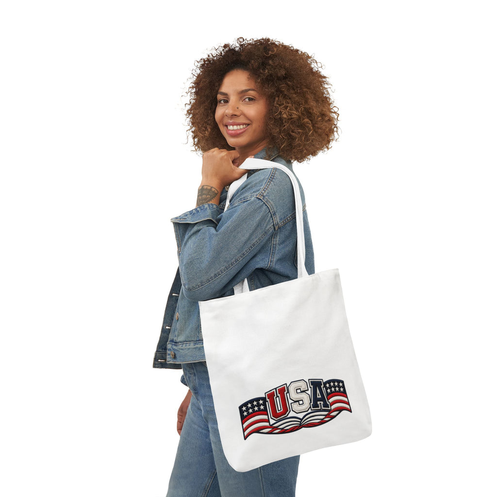 USA Flag Retro Canvas Tote