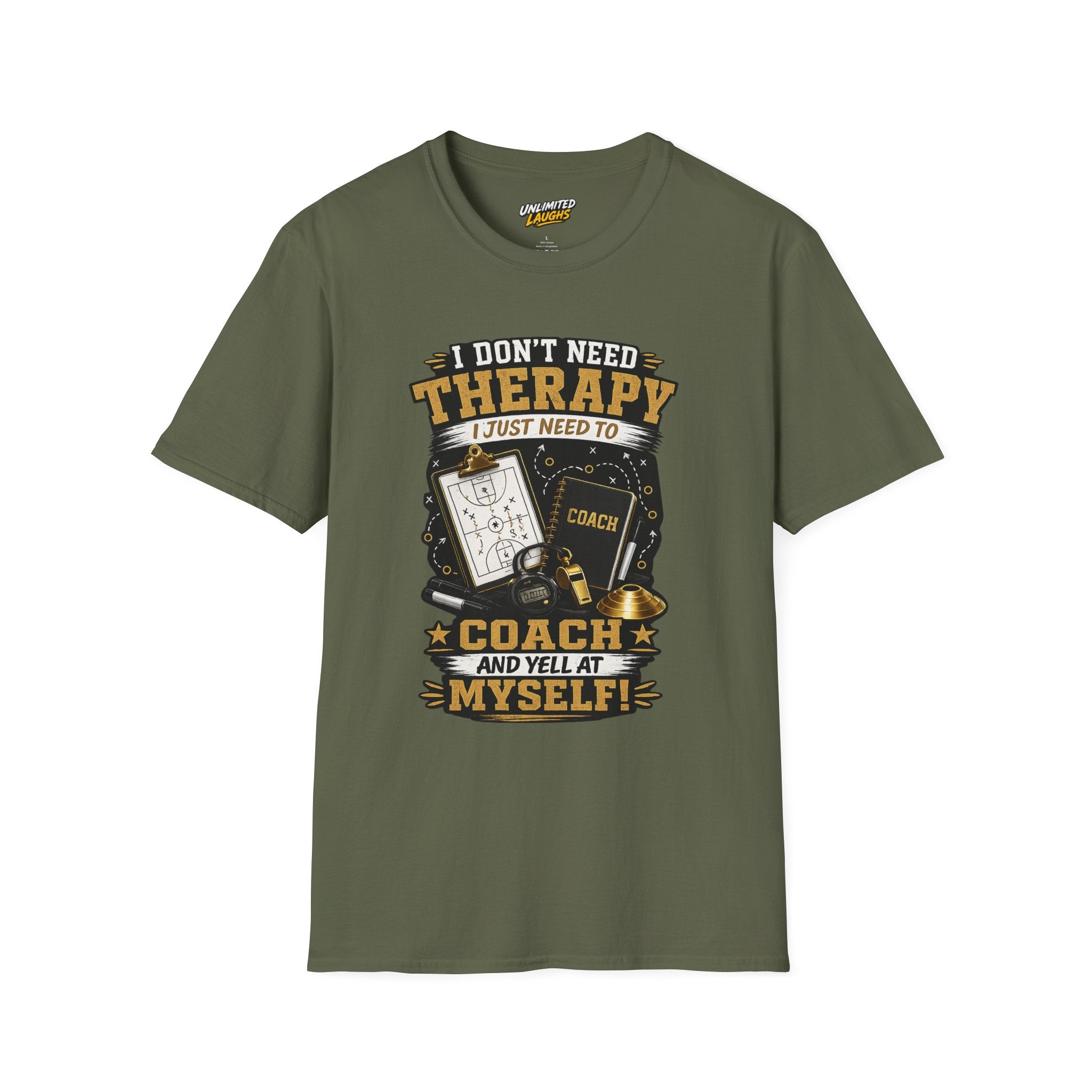 Coach T-Shirt — "I Don't Need Therapy I Just Need to Coach" Sports Coach Gift
