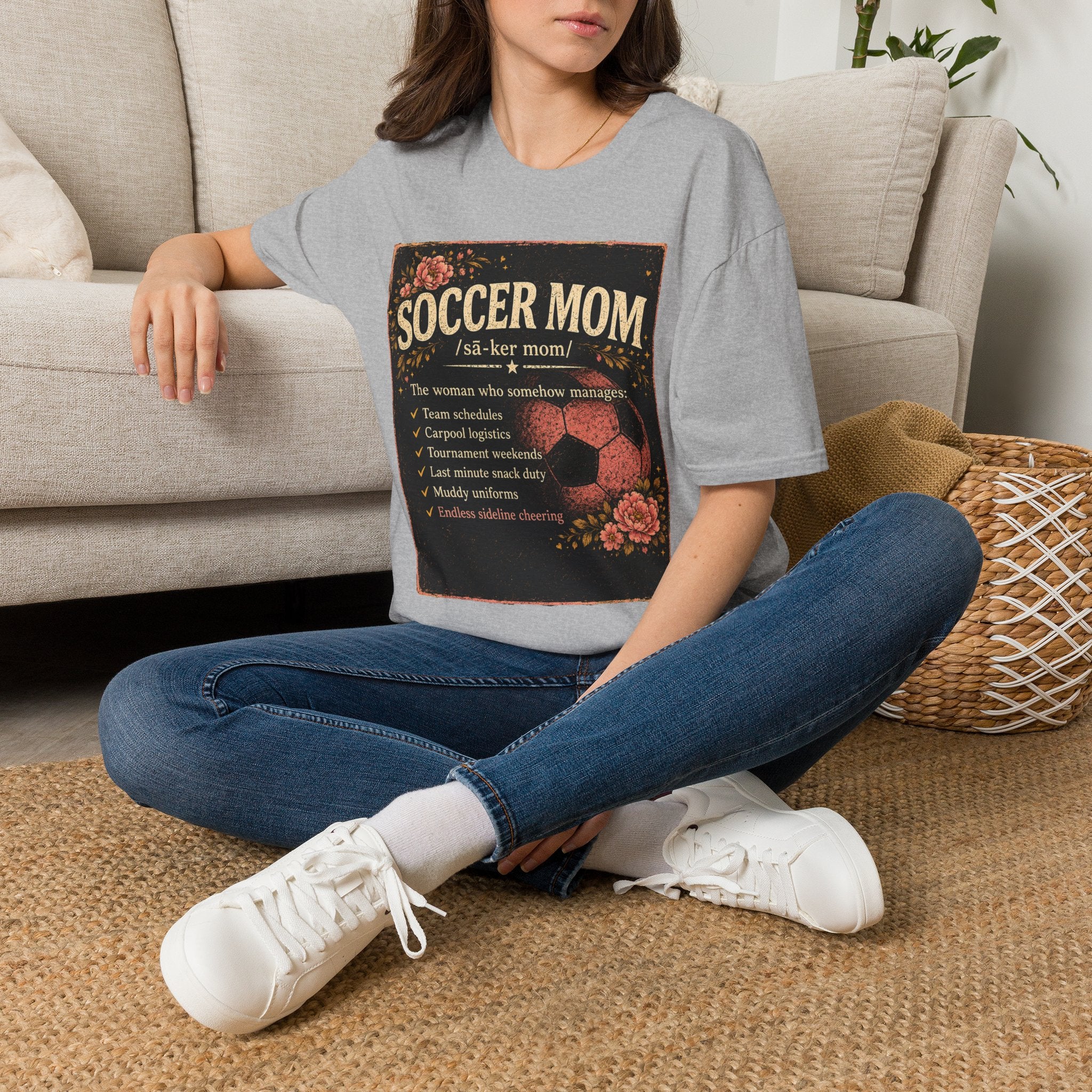 Soccer Mom T-Shirt — Vintage Floral Soccer Definition Tee