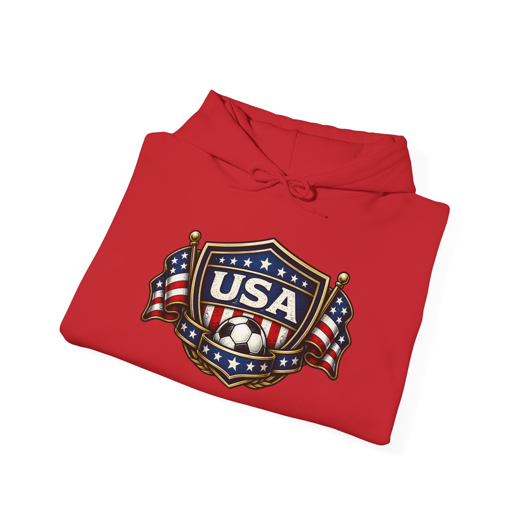 USA Shield Hoodie — American Flag Badge Pullover