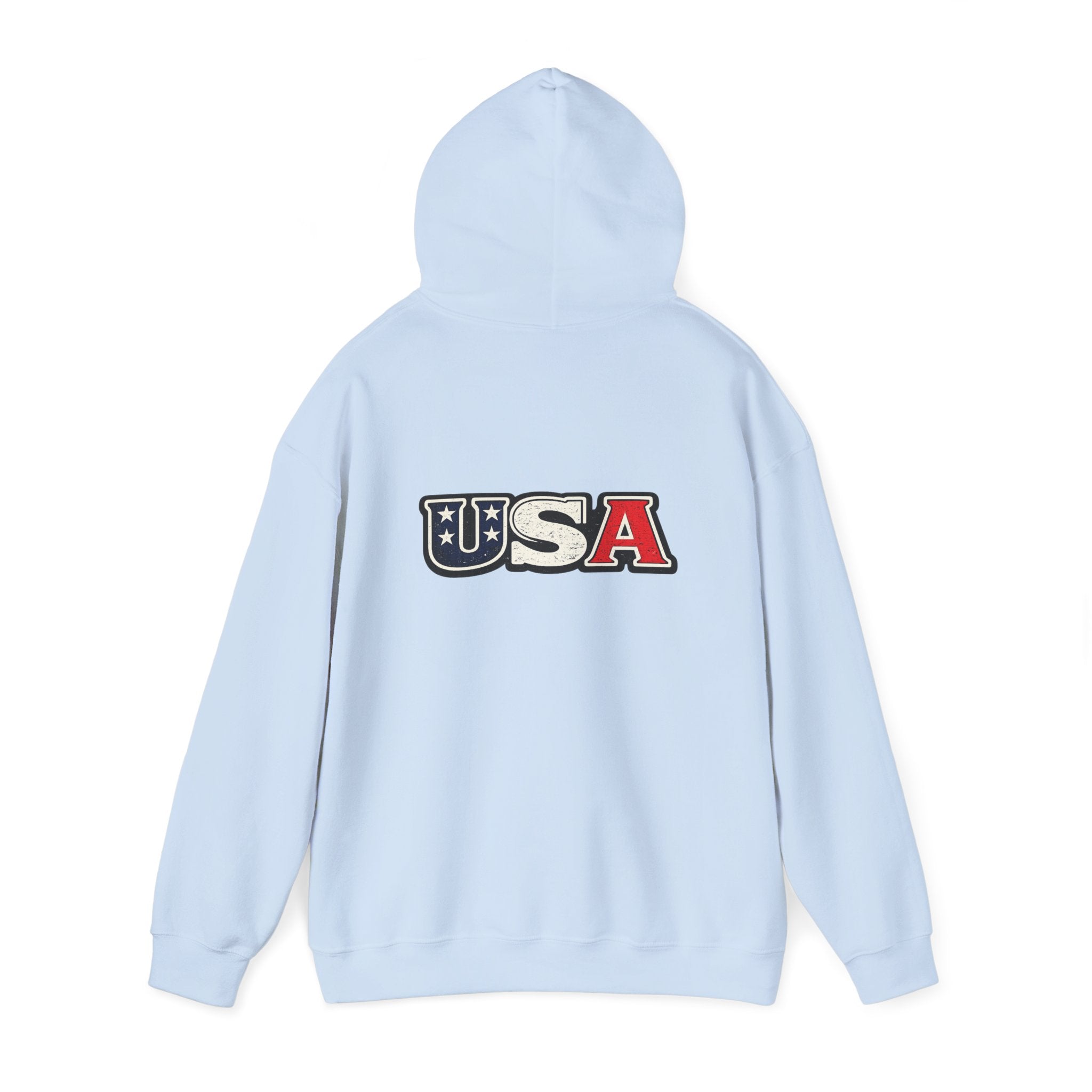 USA Shield Hoodie — American Flag Badge Pullover