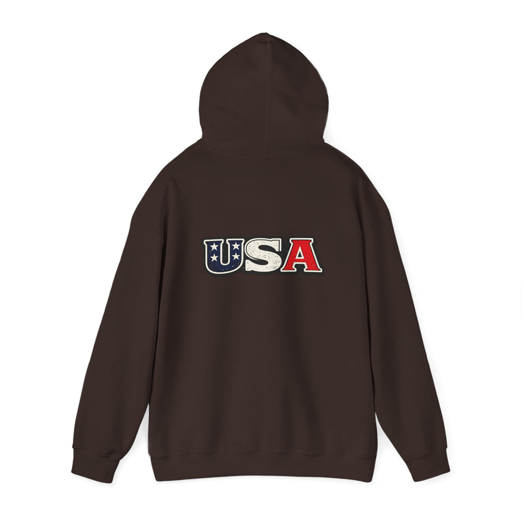 USA Shield Hoodie — American Flag Badge Pullover