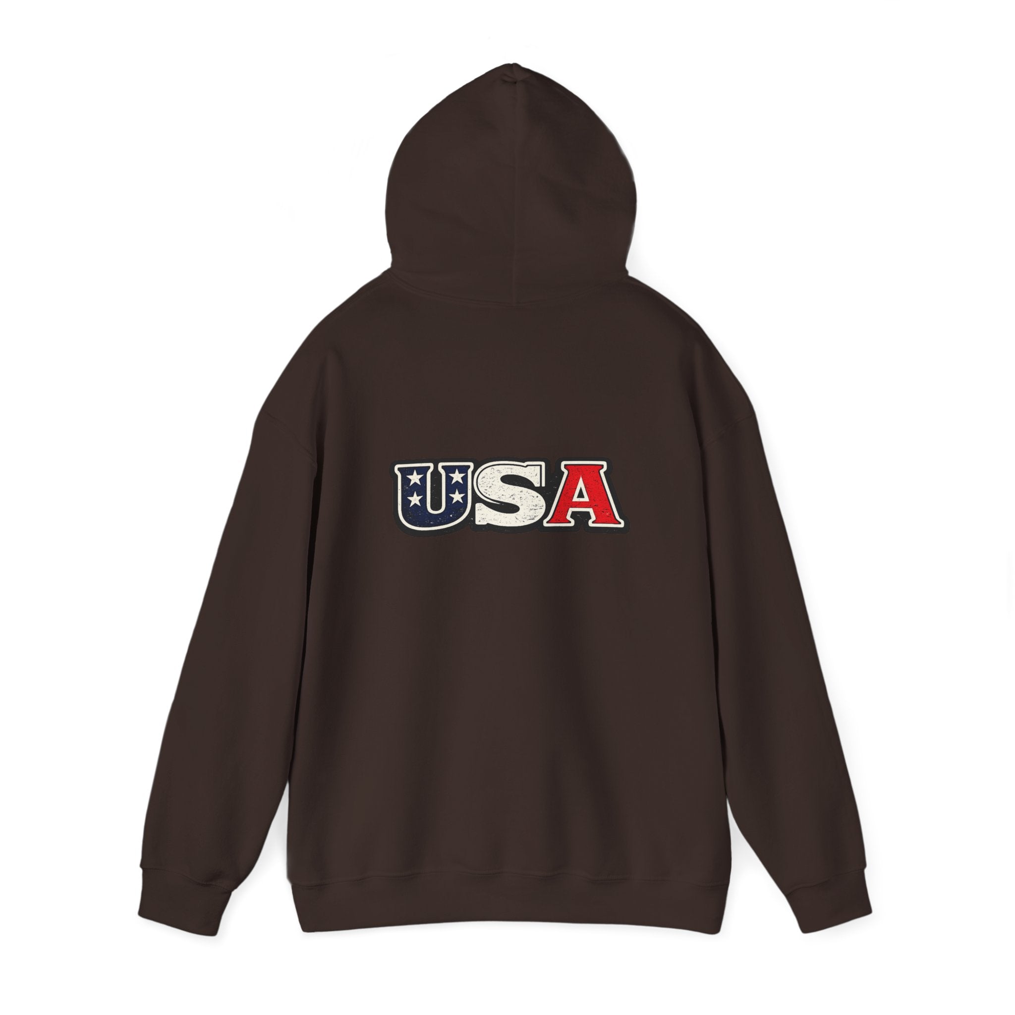 USA Shield Hoodie — American Flag Badge Pullover