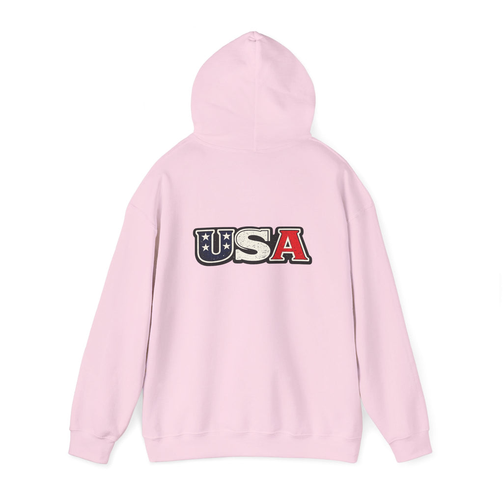 USA Shield Hoodie — American Flag Badge Pullover