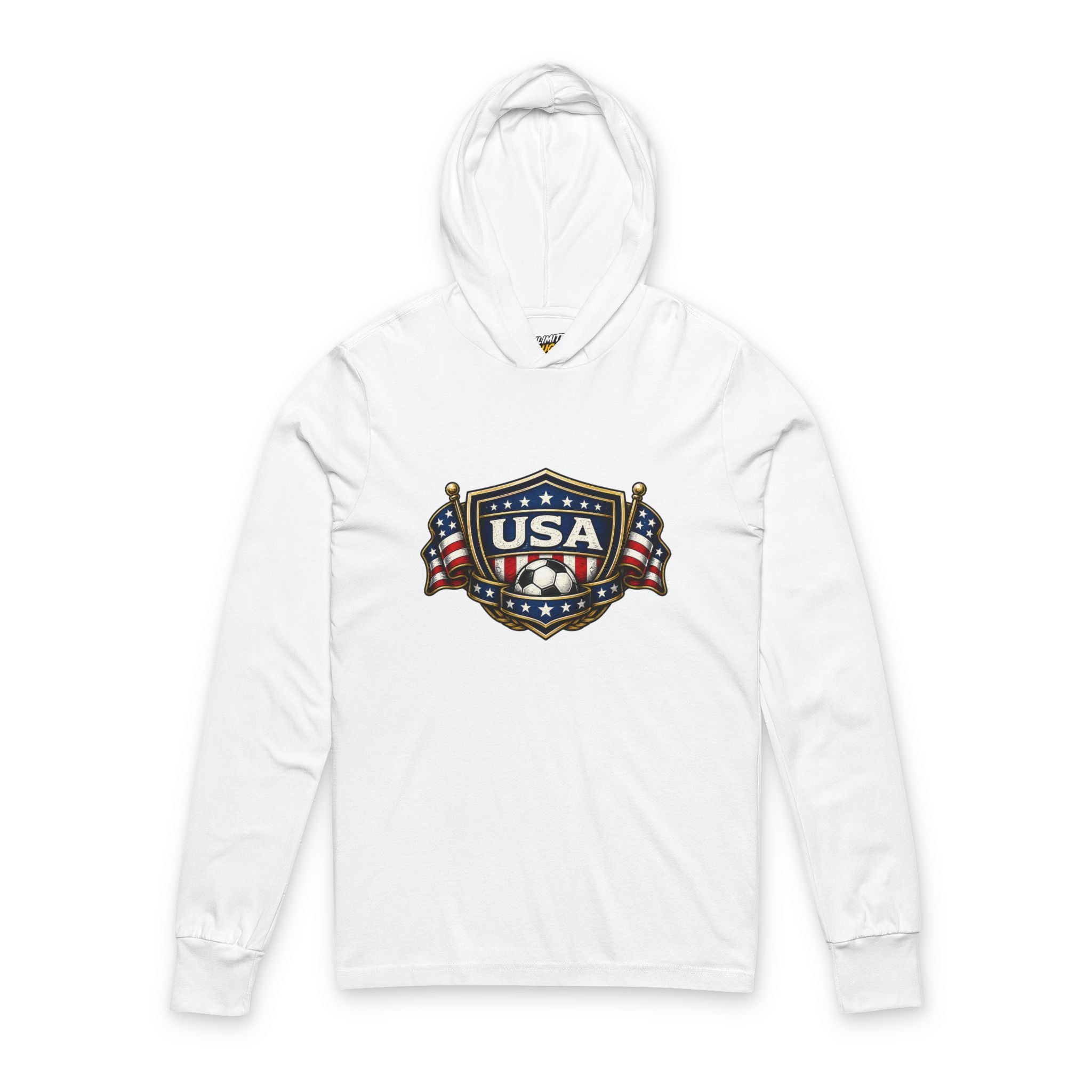 USA Shield Hoodie Tee -American Flag Long-Sleeve Hooded Shirt
