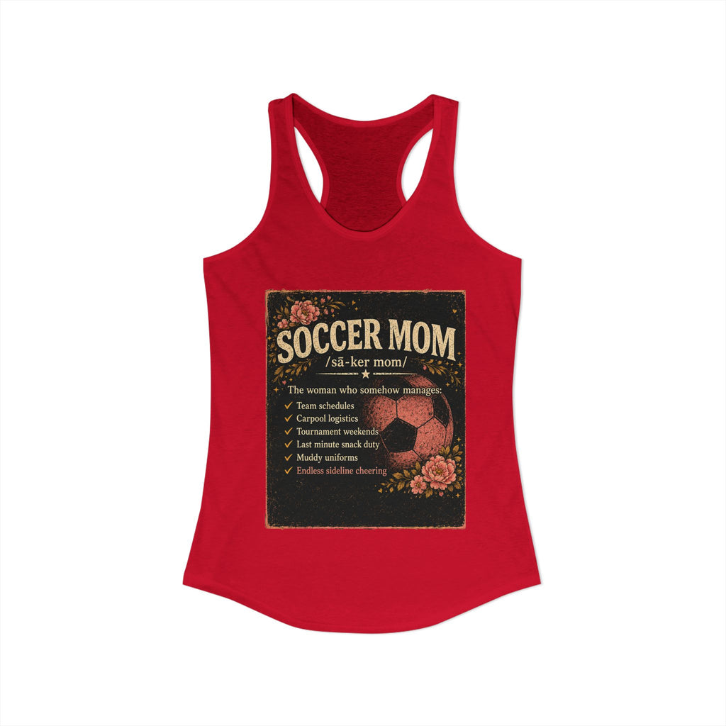Women's Ideal Racerback Tank-Soccer Mom Tee