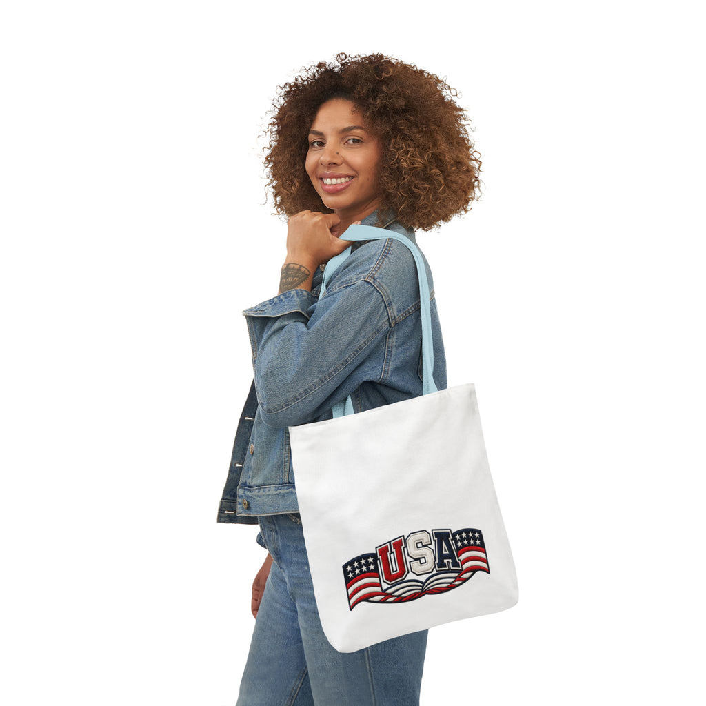 USA Flag Retro Canvas Tote