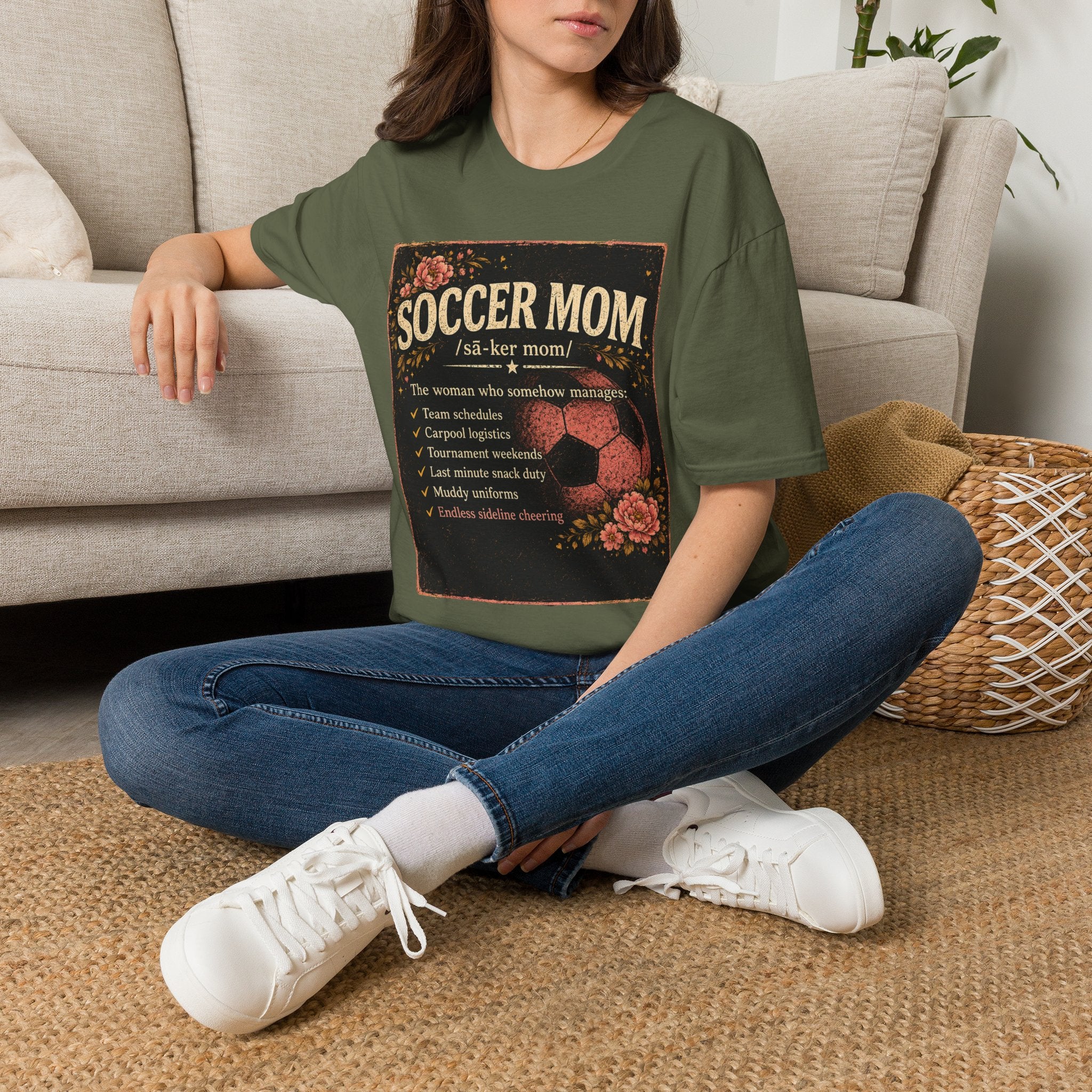 Soccer Mom T-Shirt — Vintage Floral Soccer Definition Tee