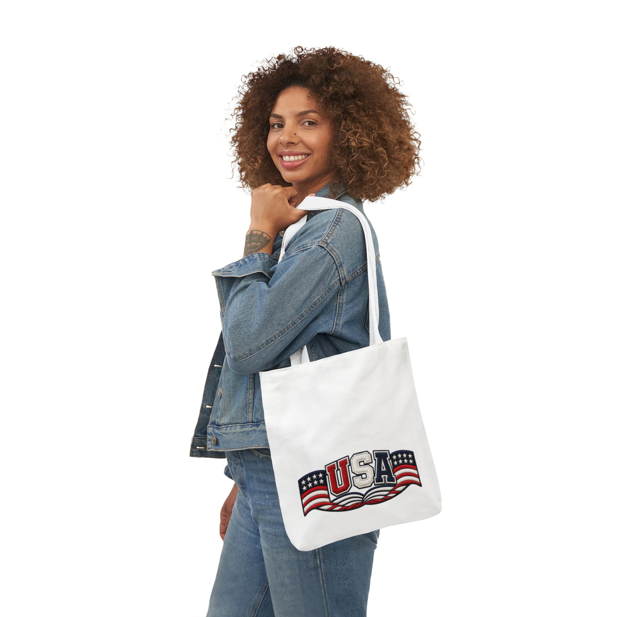 USA Flag Retro Canvas Tote