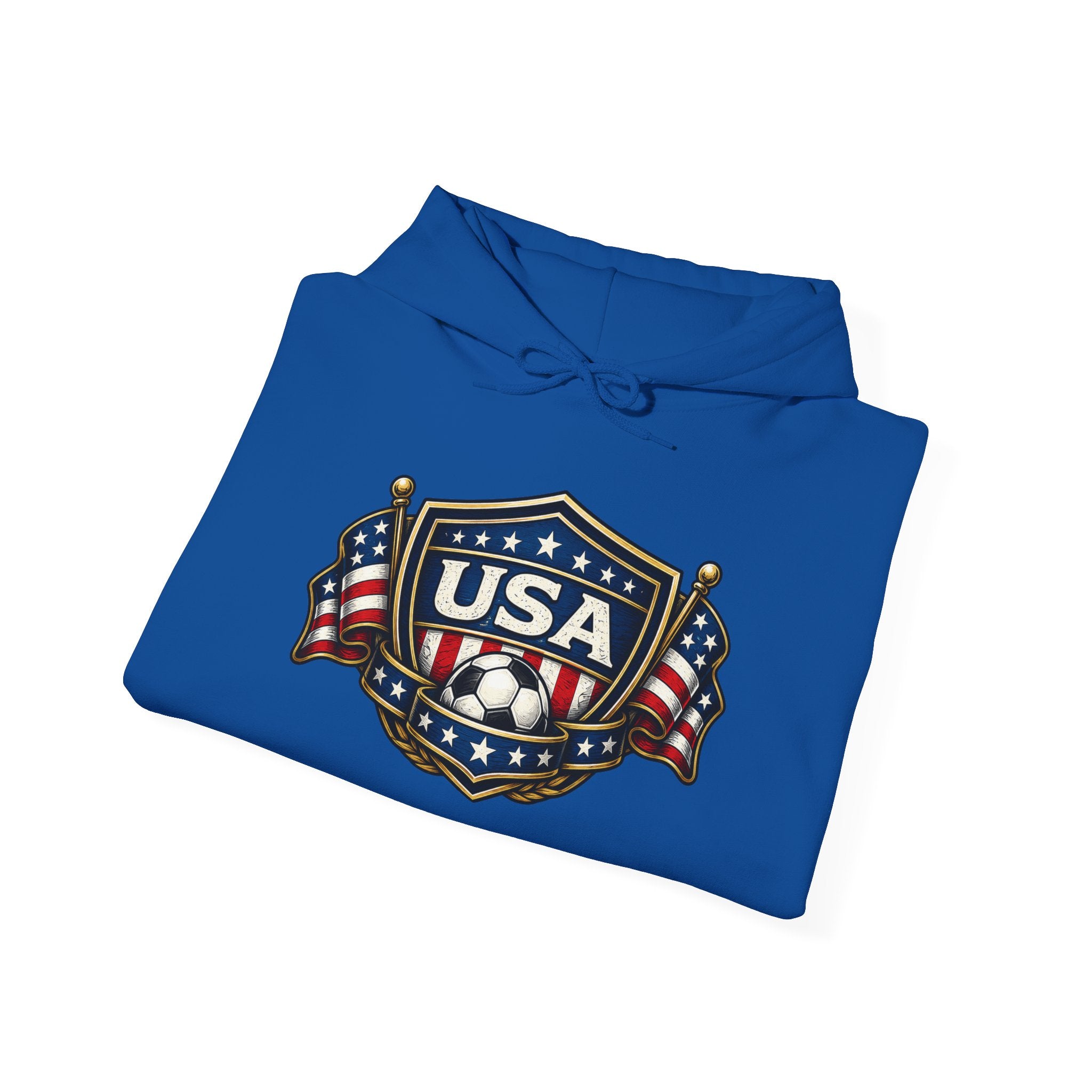 USA Shield Hoodie — American Flag Badge Pullover