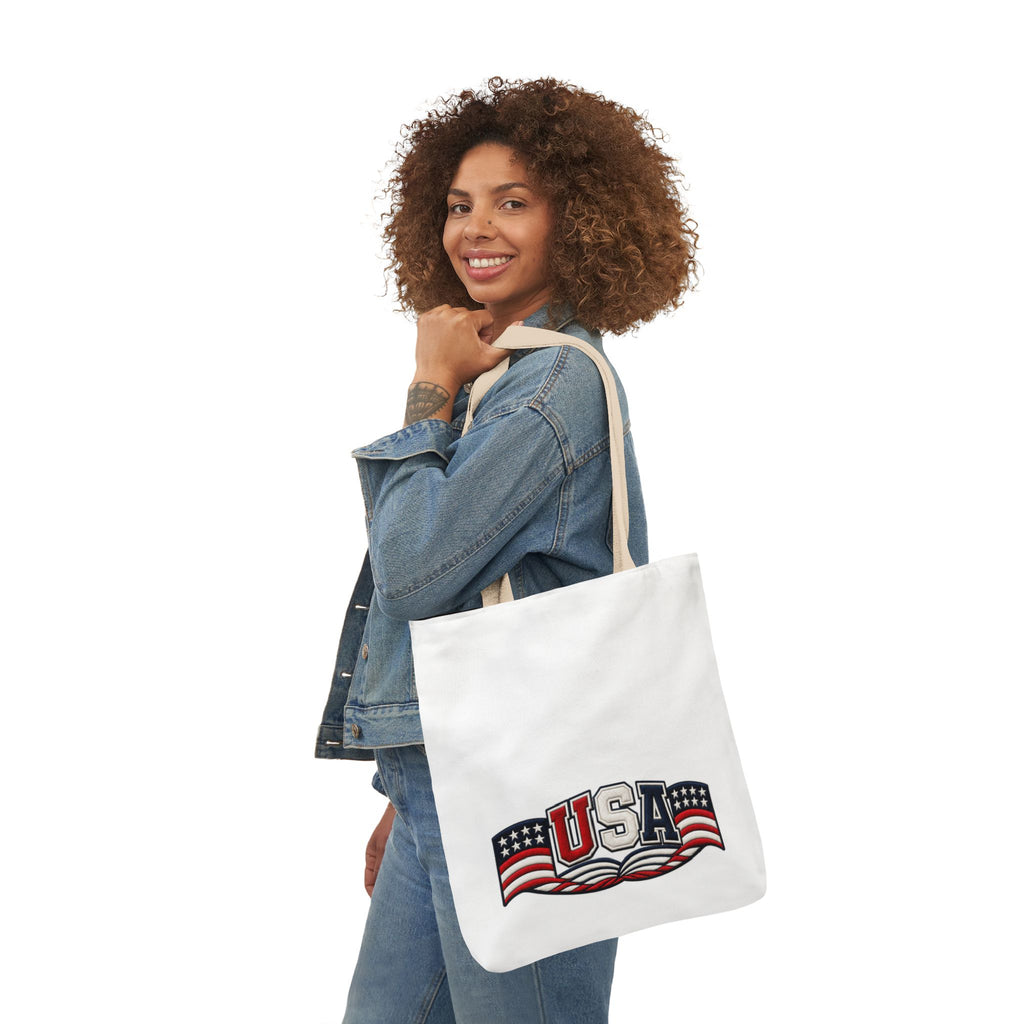 USA Flag Retro Canvas Tote