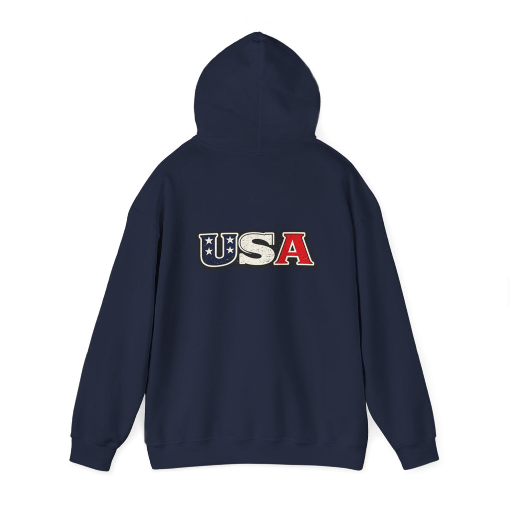 USA Shield Hoodie — American Flag Badge Pullover