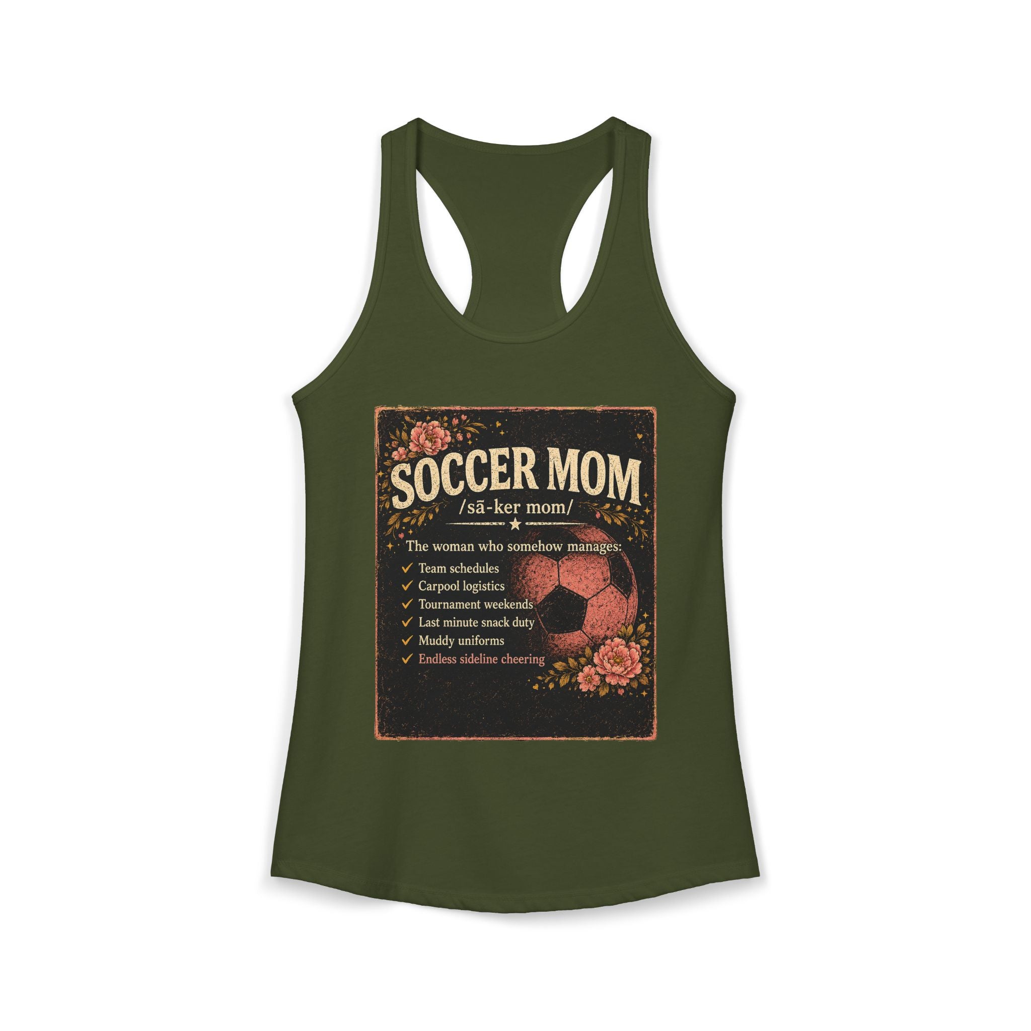 Women's Ideal Racerback Tank-Soccer Mom Tee