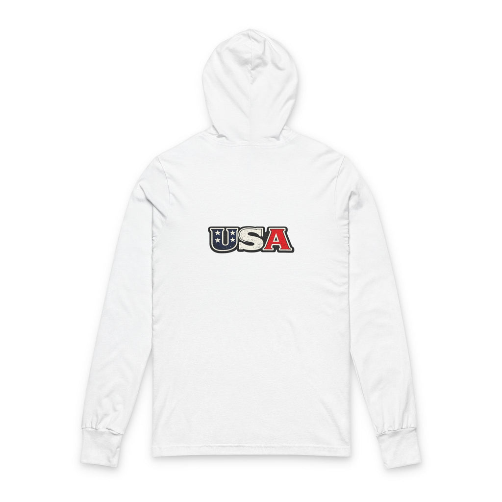USA Shield Hoodie Tee -American Flag Long-Sleeve Hooded Shirt