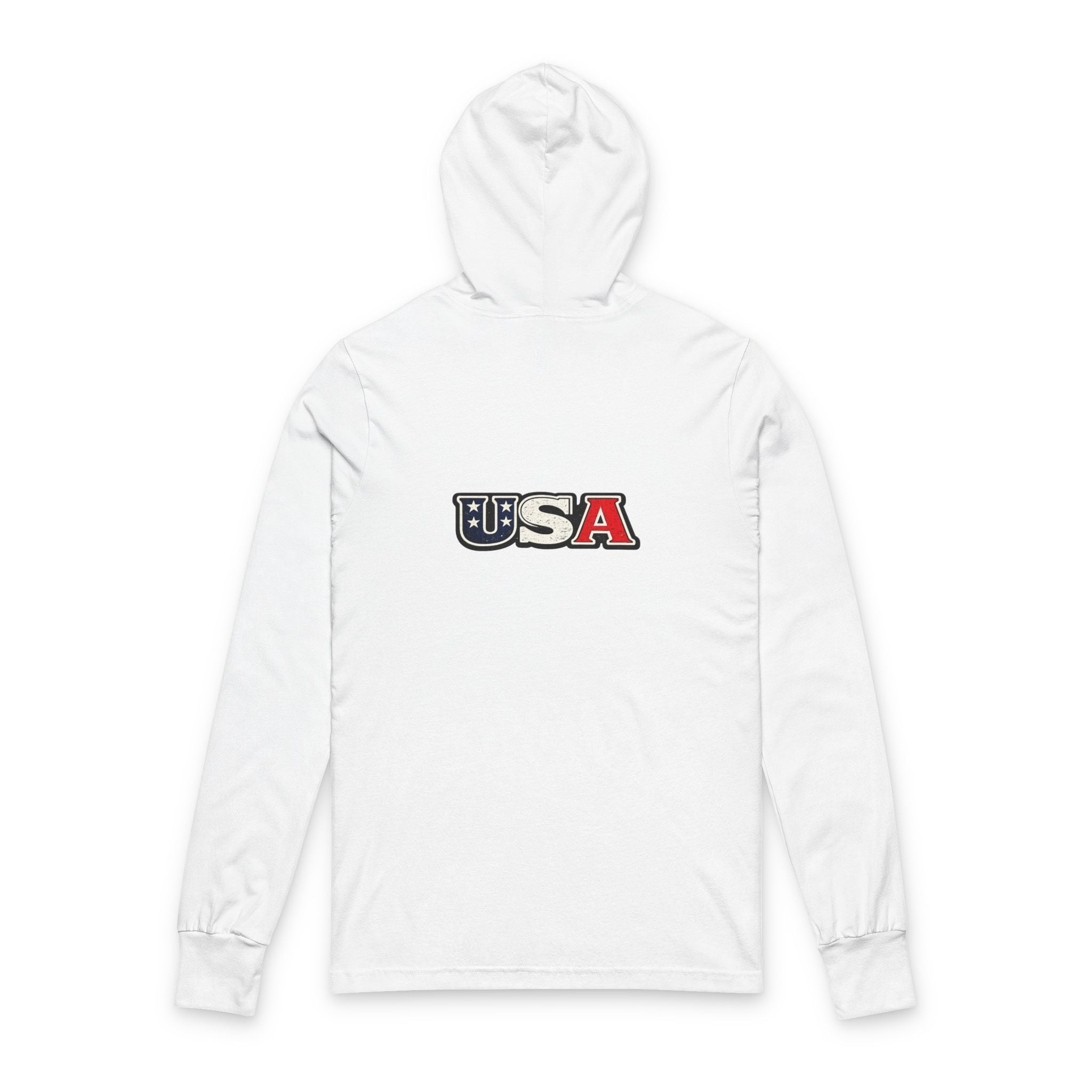 USA Shield Hoodie Tee -American Flag Long-Sleeve Hooded Shirt