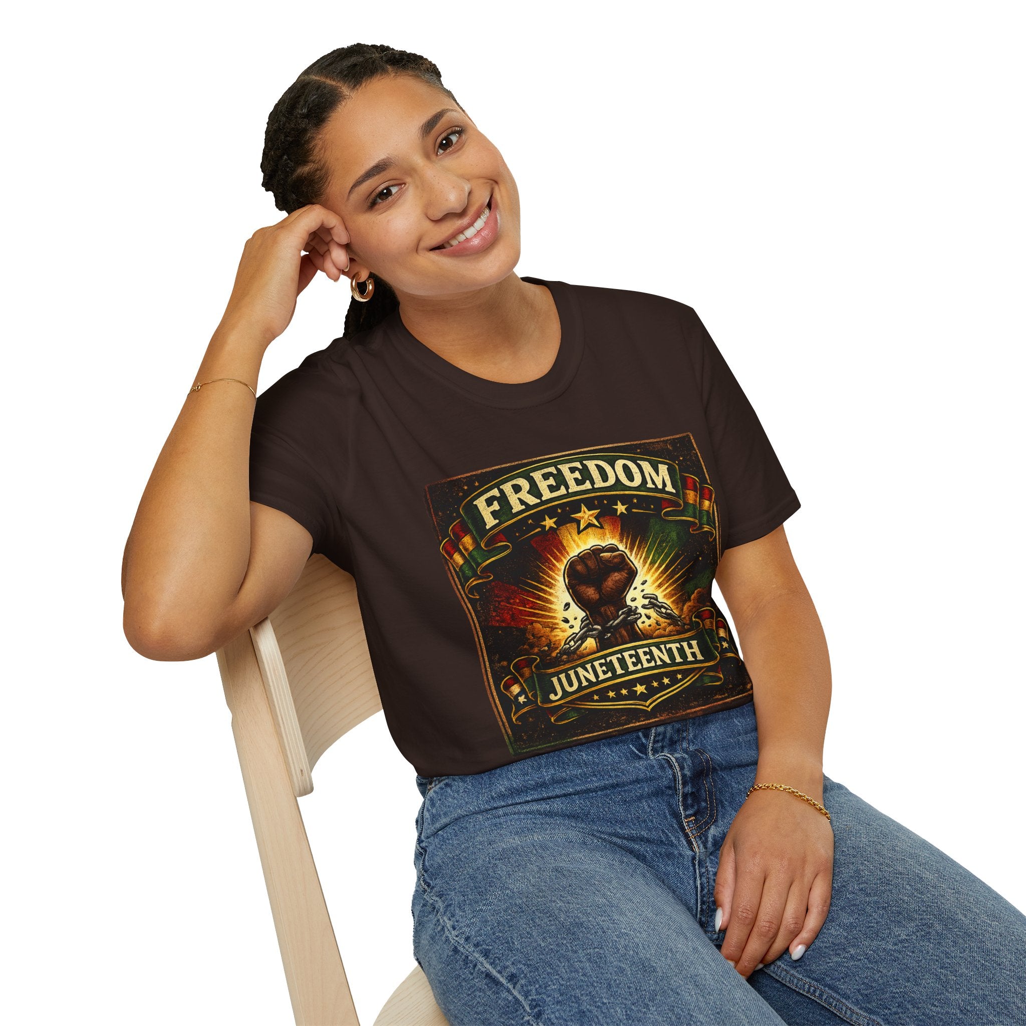 Juneteenth Freedom T-Shirt — Raised Fist Celebration Tee