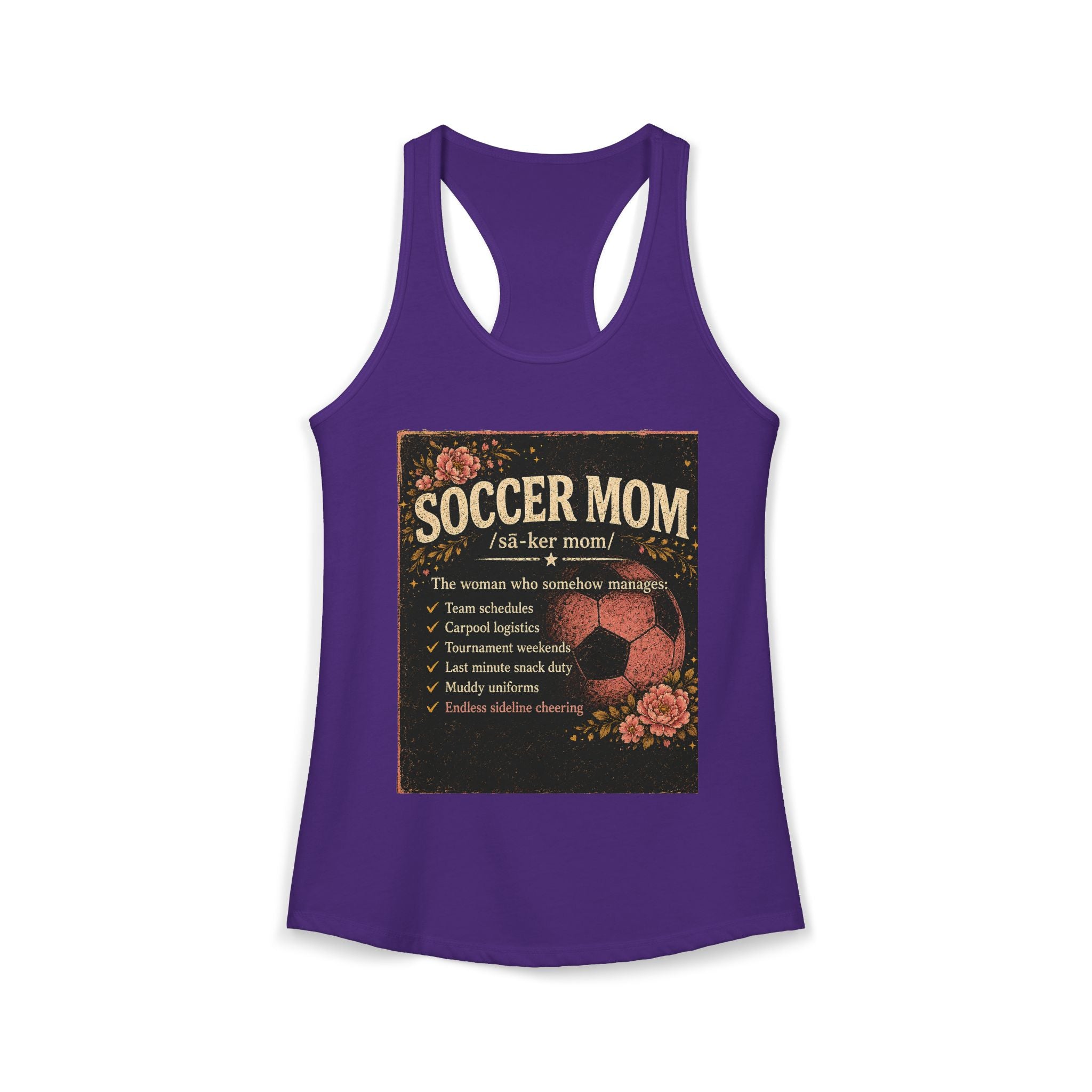 Women's Ideal Racerback Tank-Soccer Mom Tee