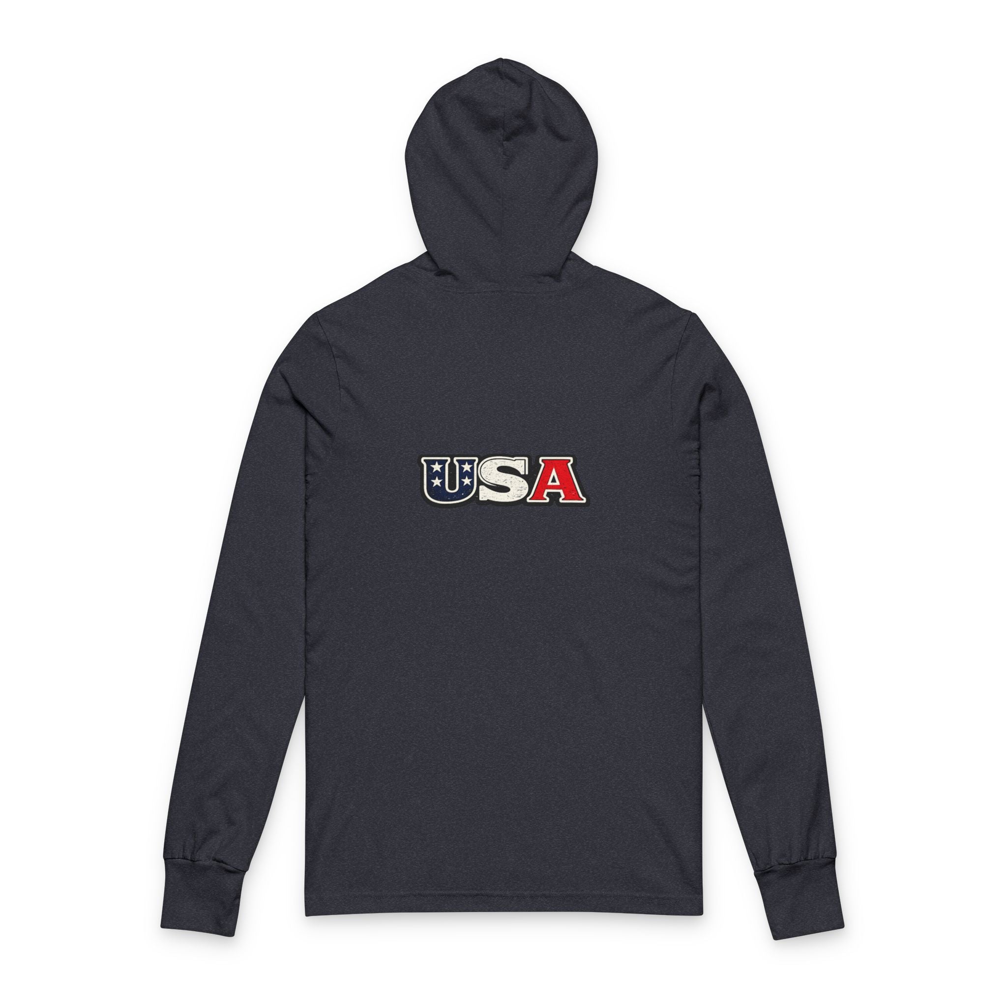 USA Shield Hoodie Tee -American Flag Long-Sleeve Hooded Shirt