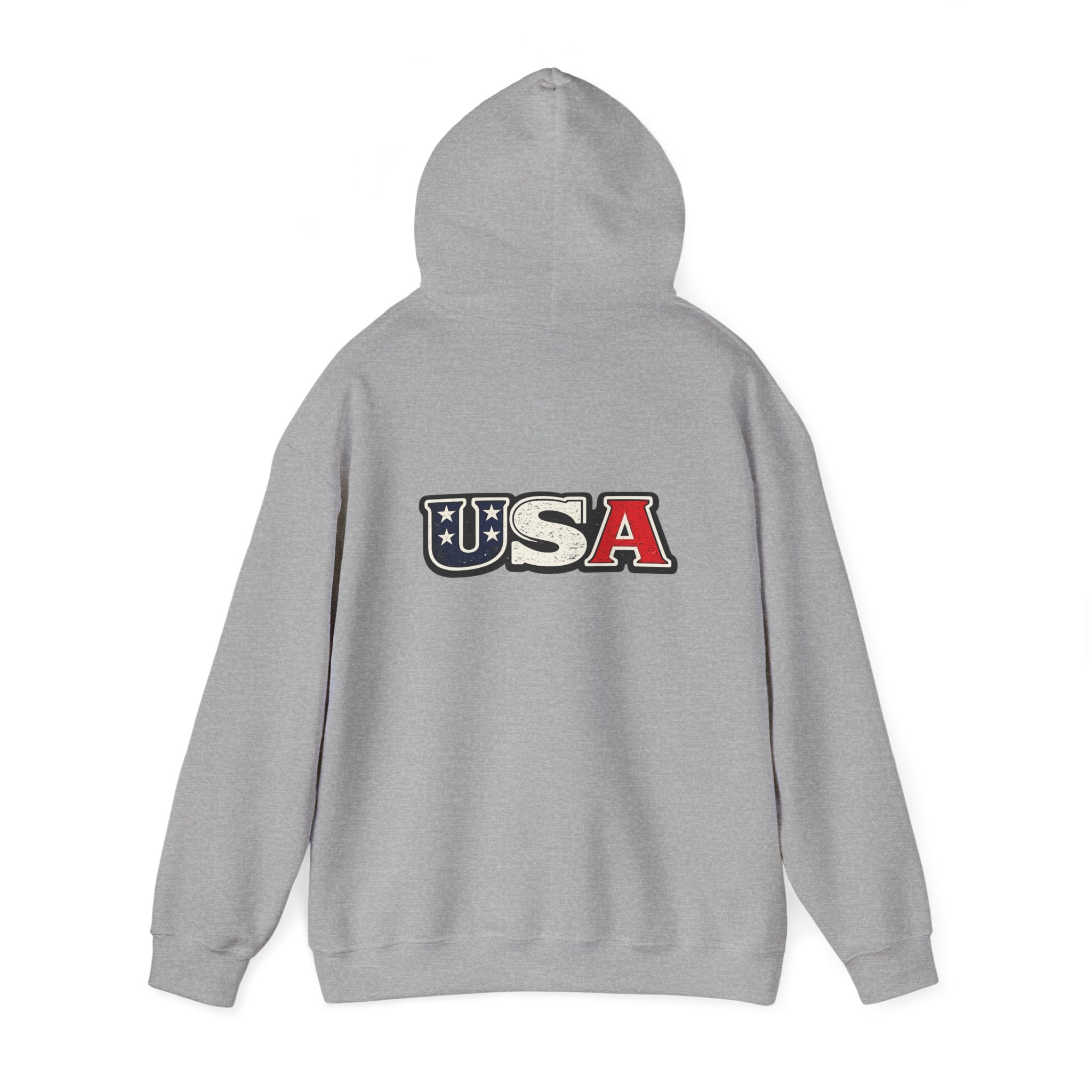 USA Shield Hoodie — American Flag Badge Pullover