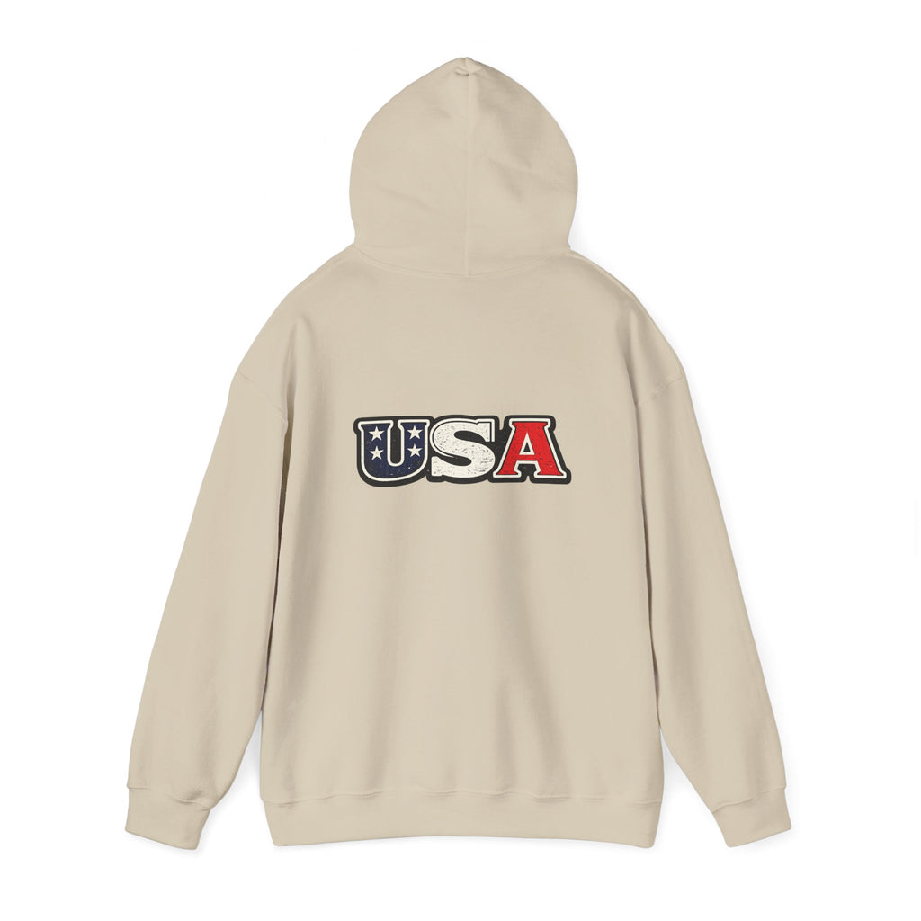 USA Shield Hoodie — American Flag Badge Pullover