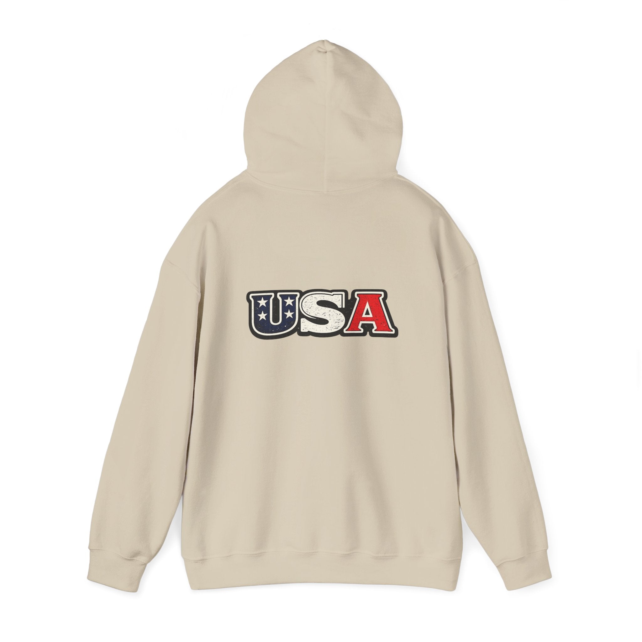 USA Shield Hoodie — American Flag Badge Pullover
