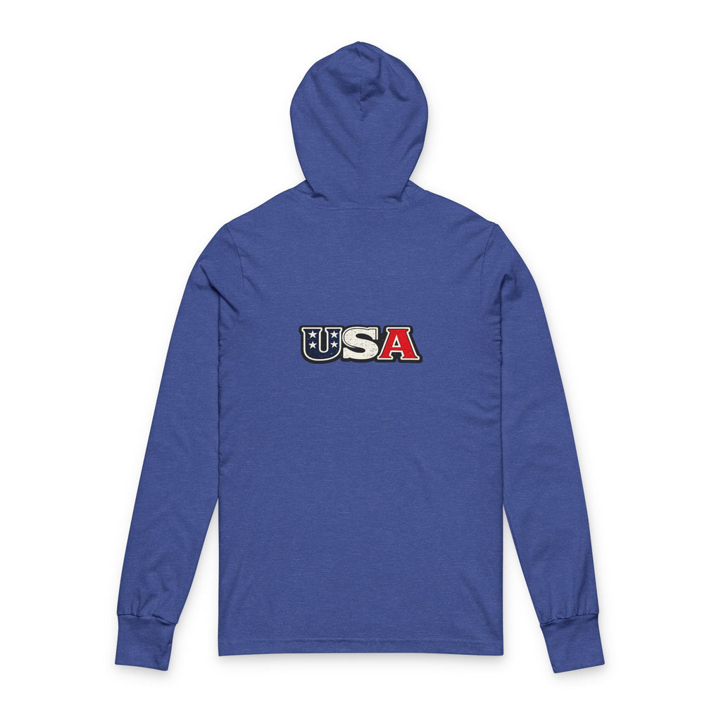 USA Shield Hoodie Tee -American Flag Long-Sleeve Hooded Shirt