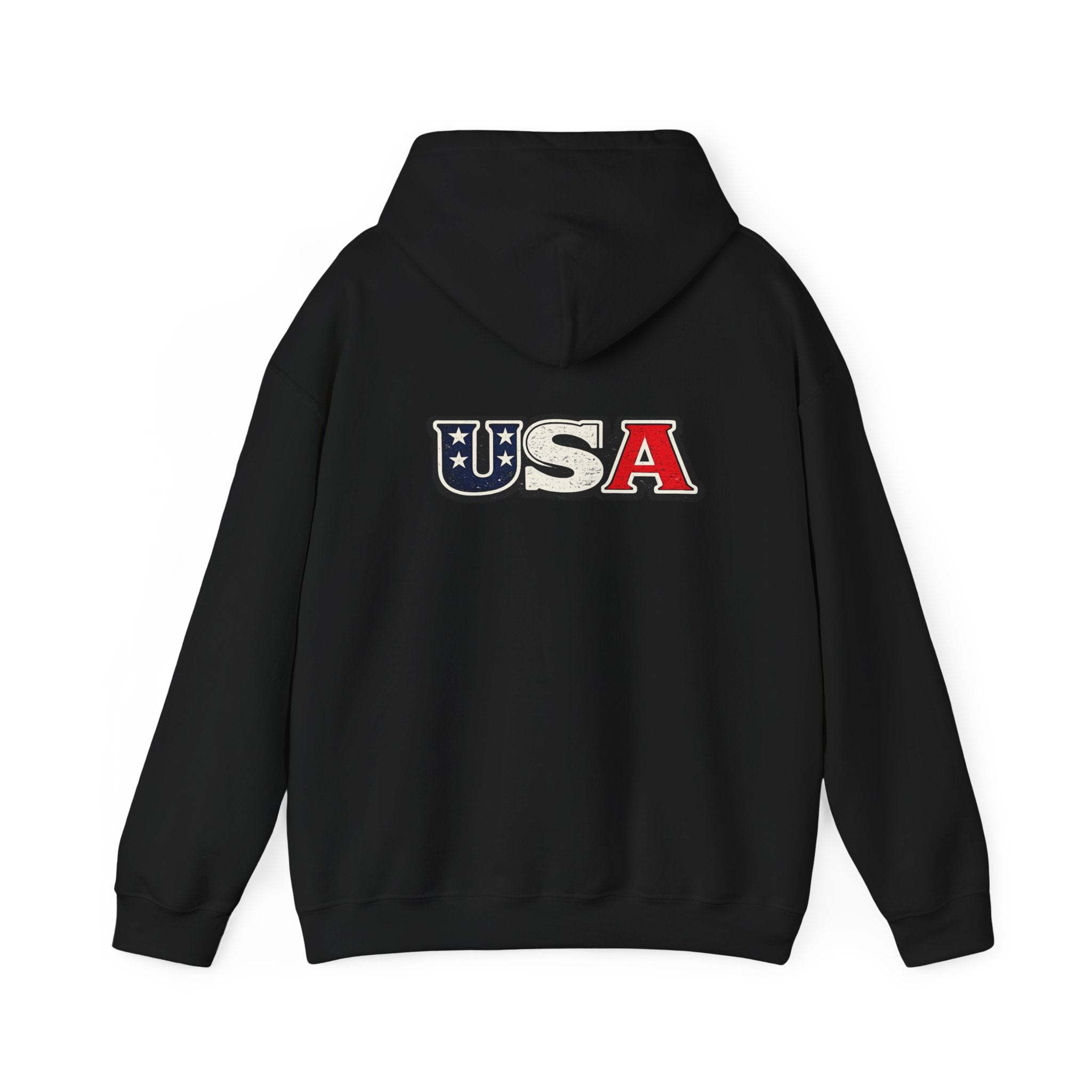 USA Shield Hoodie — American Flag Badge Pullover