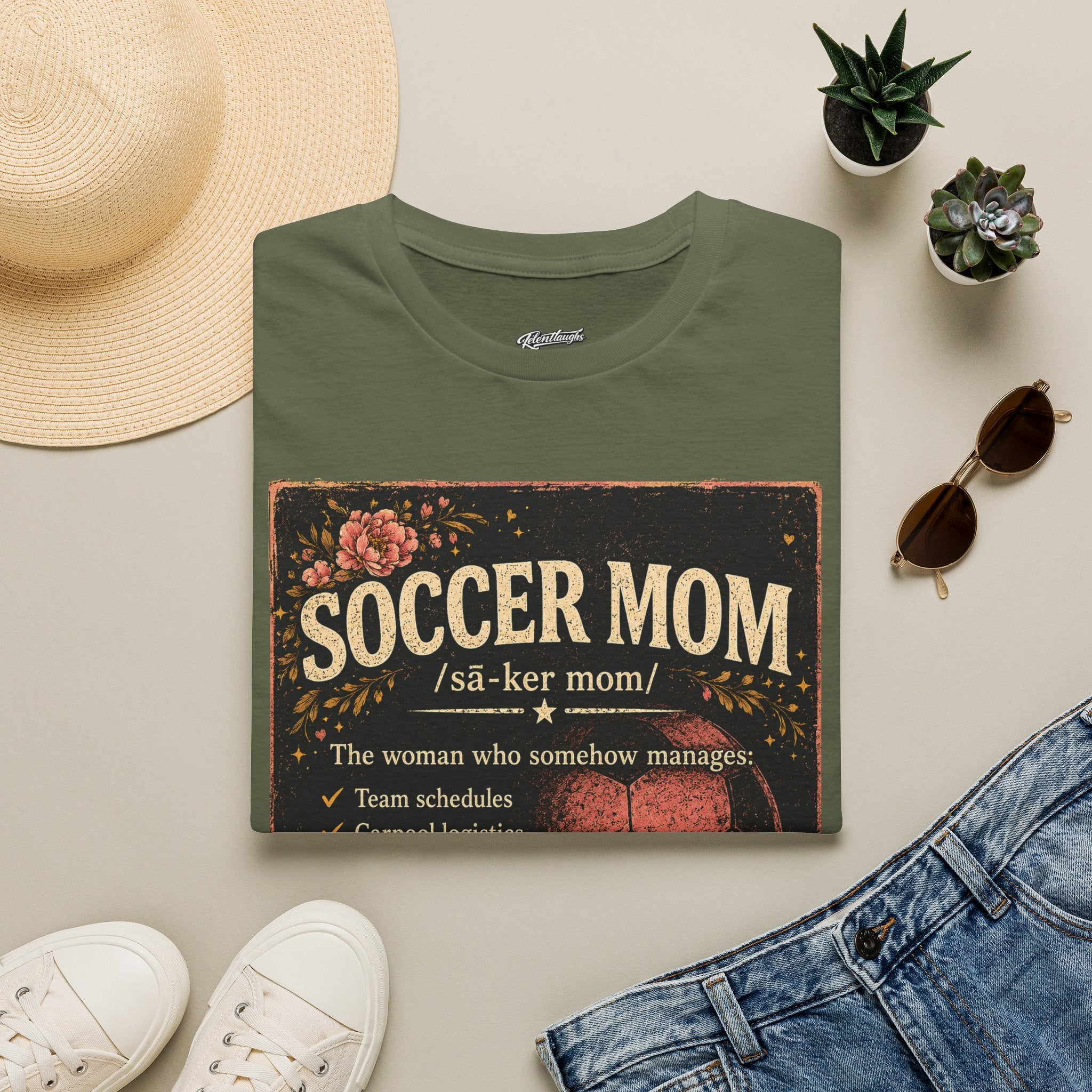 Soccer Mom T-Shirt — Vintage Floral Soccer Definition Tee
