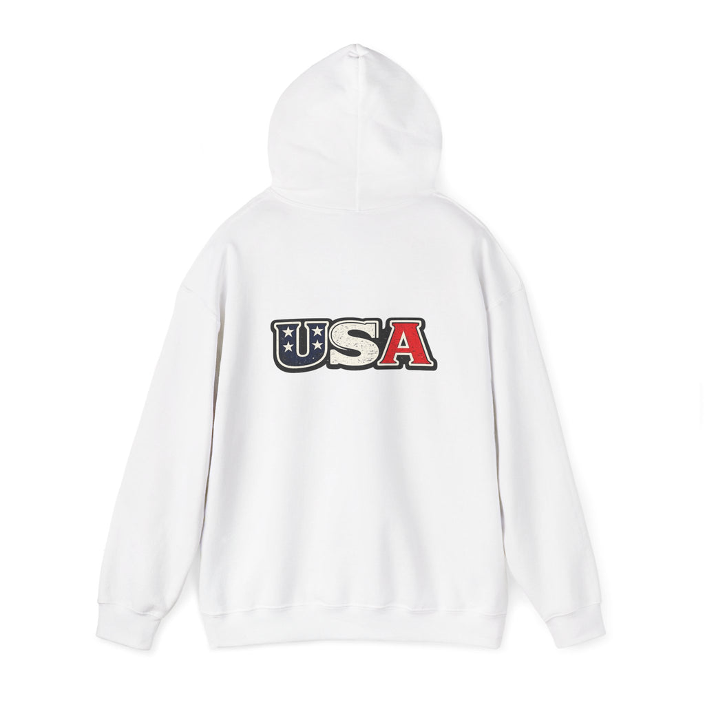 USA Shield Hoodie — American Flag Badge Pullover