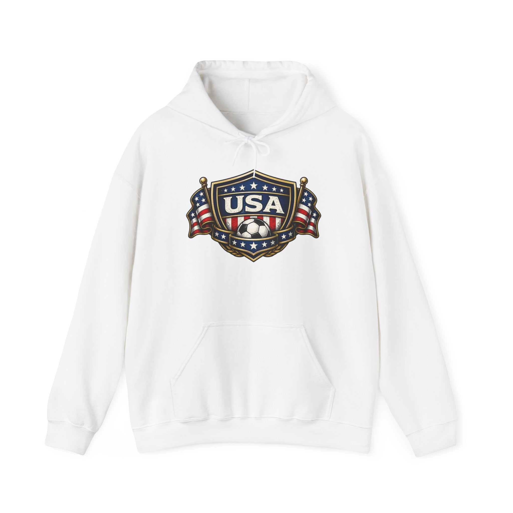 USA Shield Hoodie — American Flag Badge Pullover