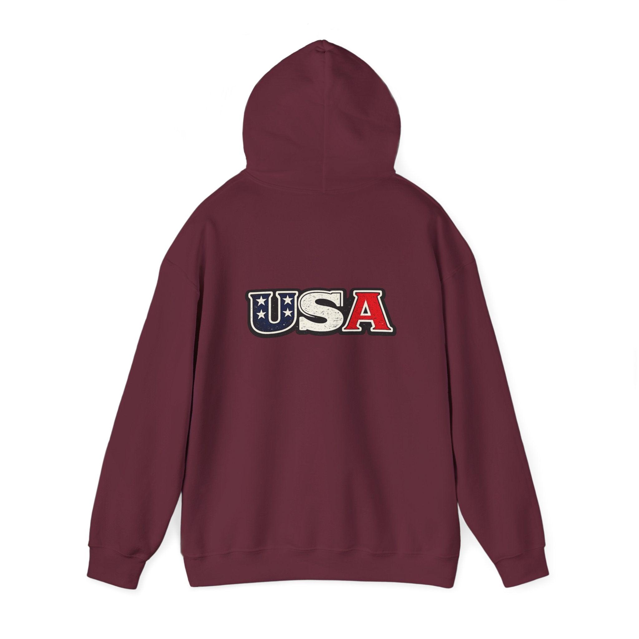 USA Shield Hoodie — American Flag Badge Pullover