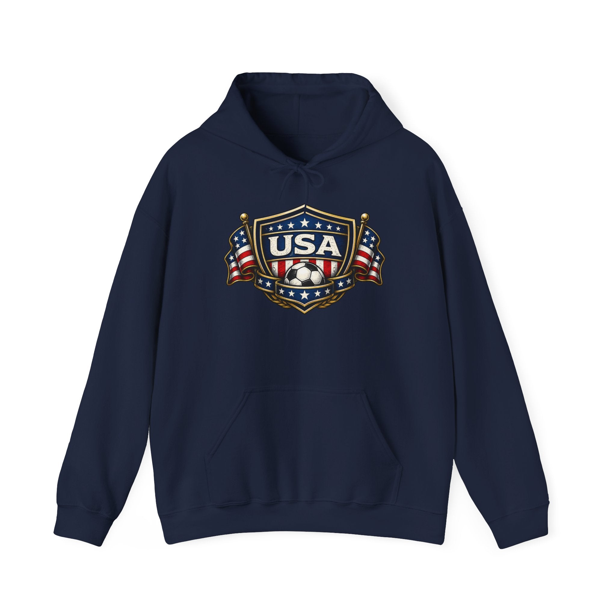 USA Shield Hoodie — American Flag Badge Pullover