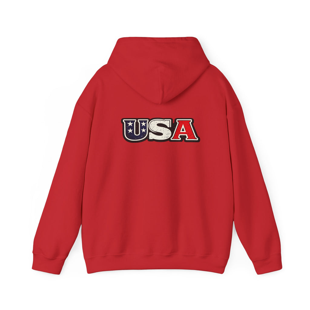 USA Shield Hoodie — American Flag Badge Pullover
