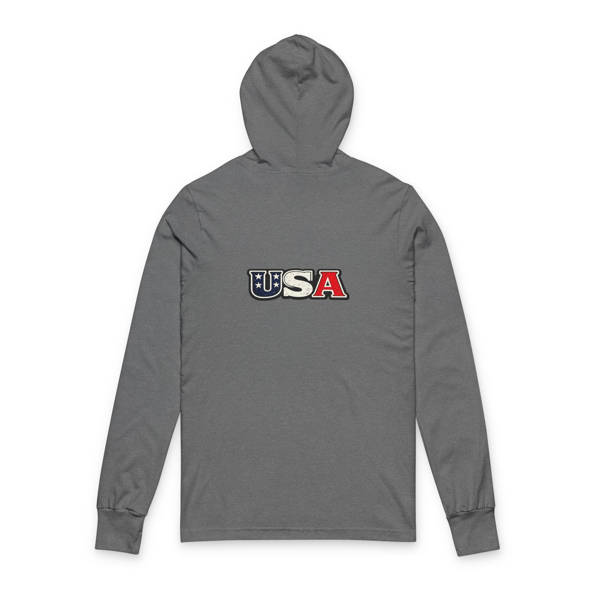 USA Shield Hoodie Tee -American Flag Long-Sleeve Hooded Shirt