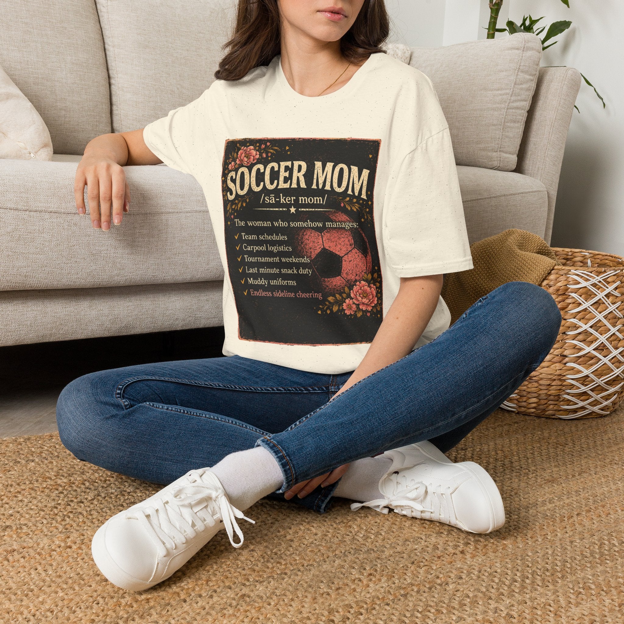 Soccer Mom T-Shirt — Vintage Floral Soccer Definition Tee