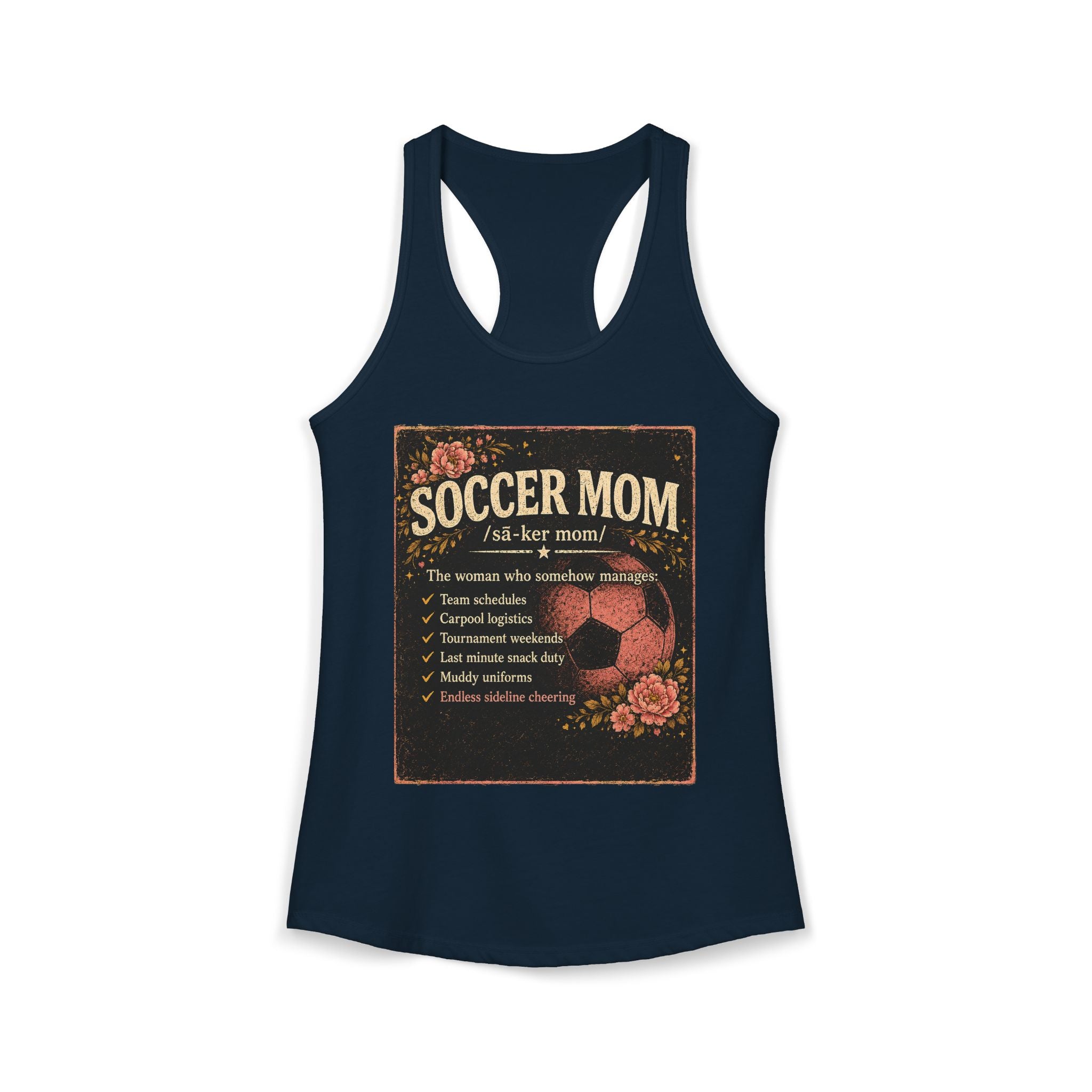Women's Ideal Racerback Tank-Soccer Mom Tee