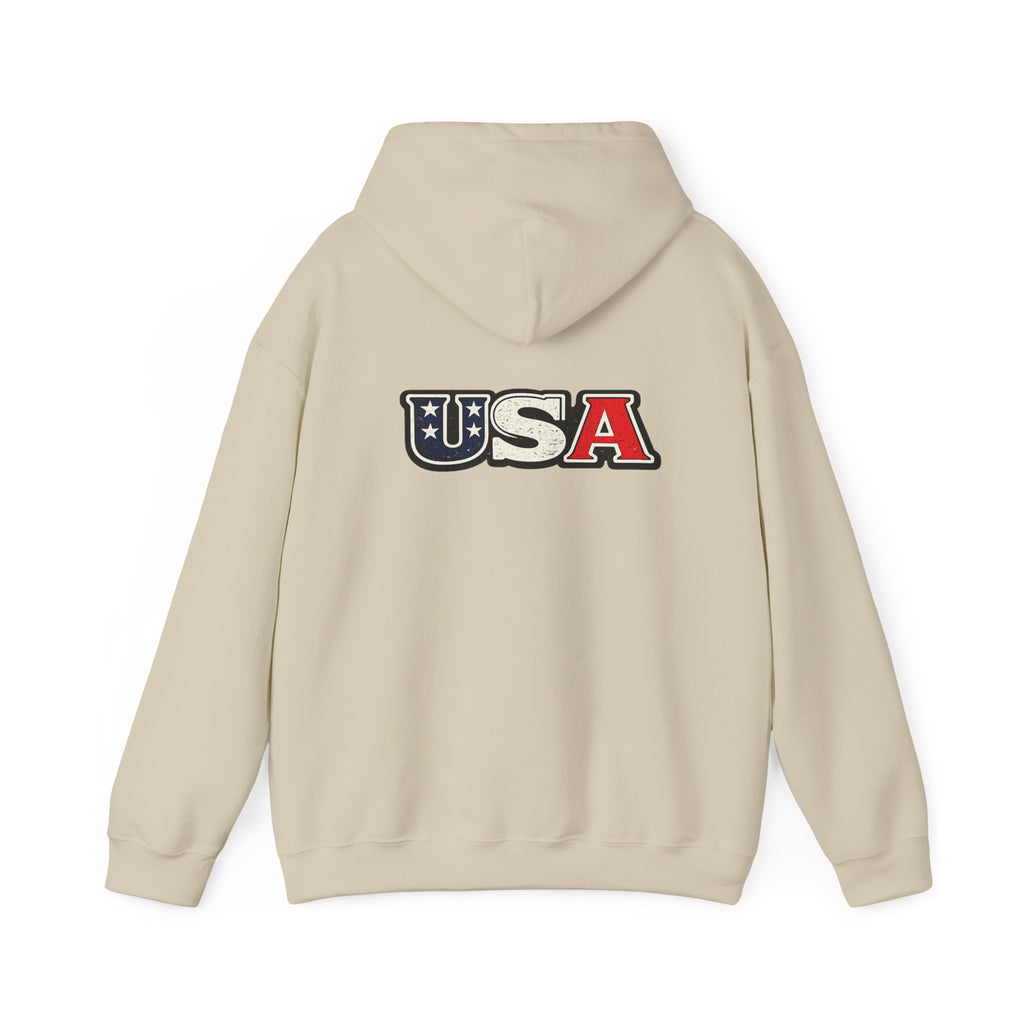 USA Shield Hoodie — American Flag Badge Pullover