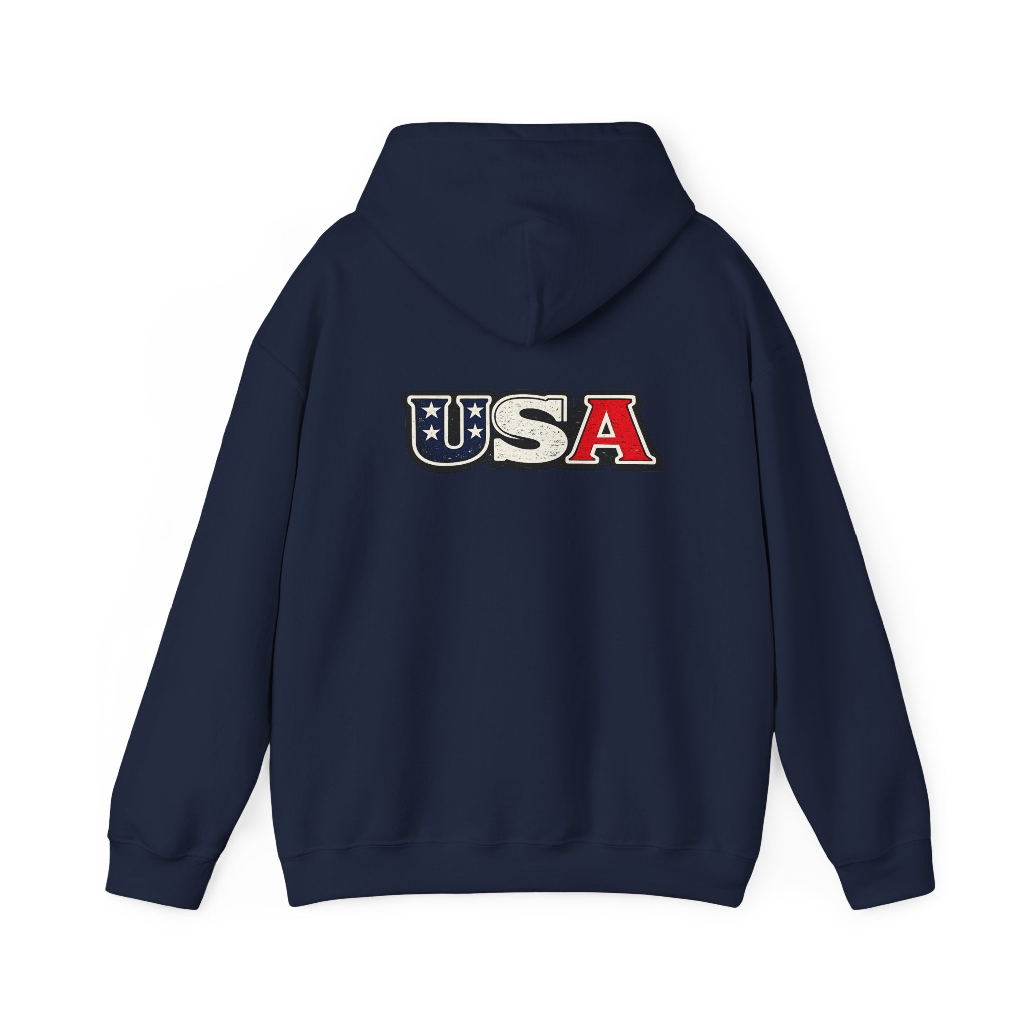 USA Shield Hoodie — American Flag Badge Pullover