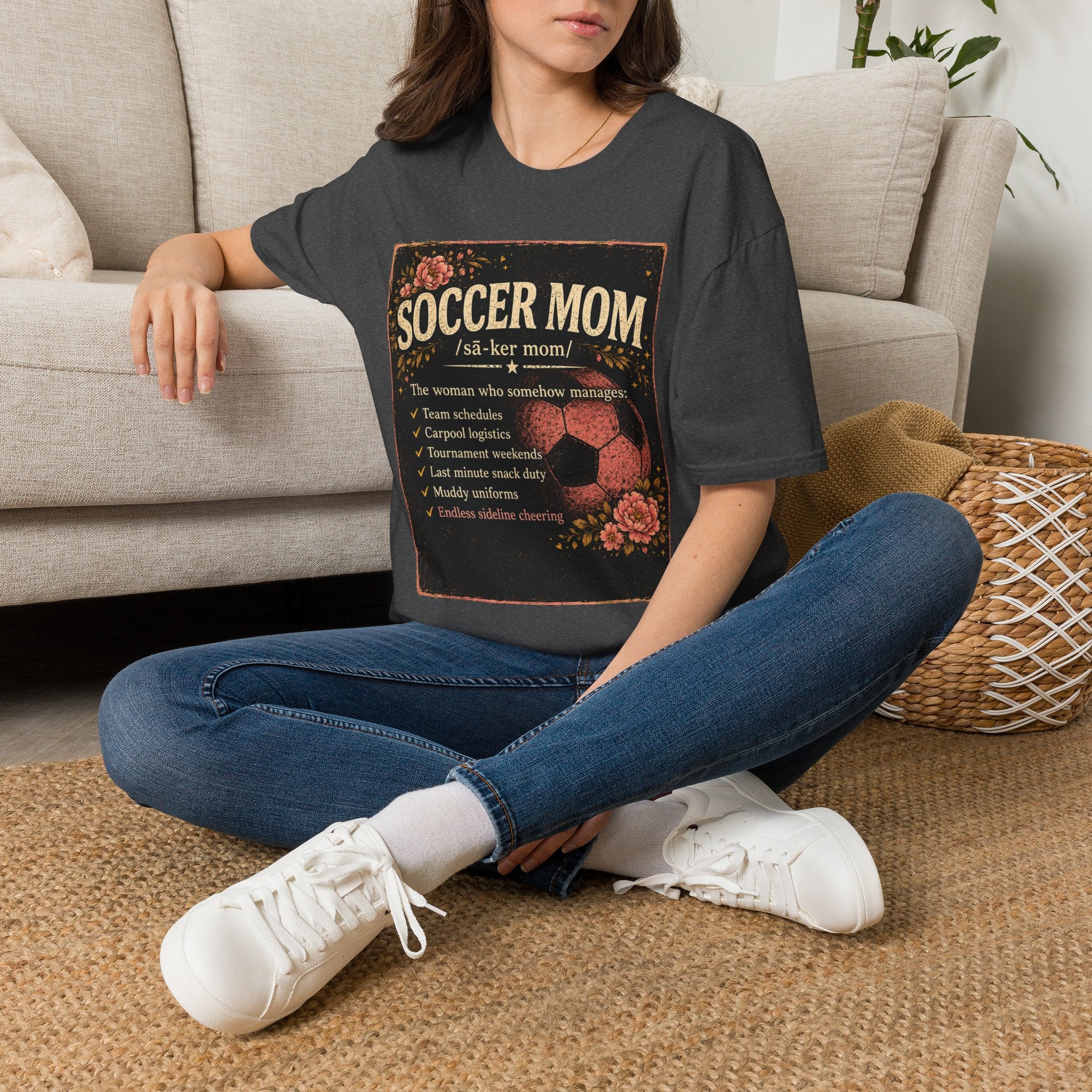 Soccer Mom T-Shirt — Vintage Floral Soccer Definition Tee