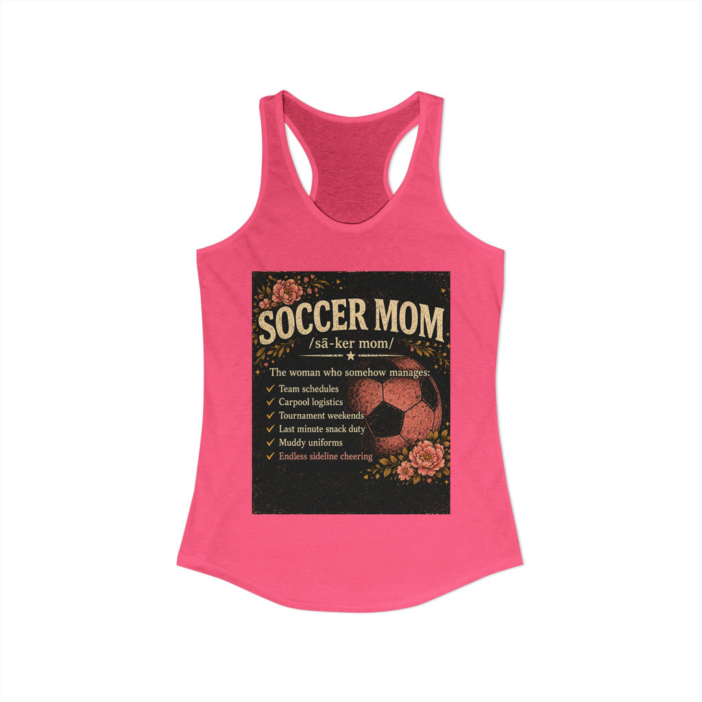 Women's Ideal Racerback Tank-Soccer Mom Tee